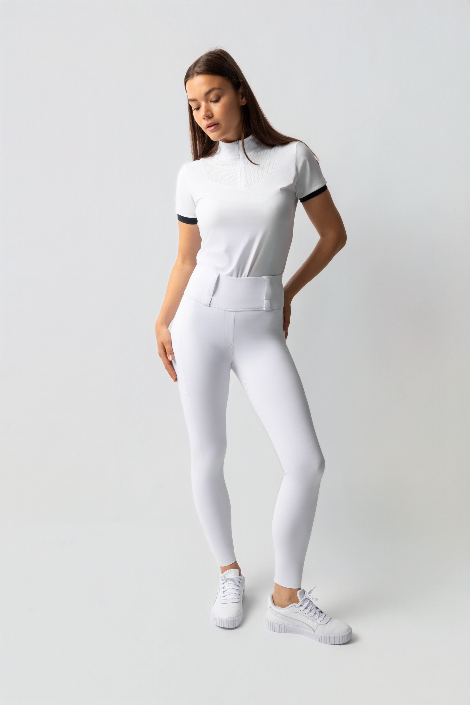 Horze Anya legginsy jeździeckie damskie z pełnym silikonowym lejem UPF 50+
