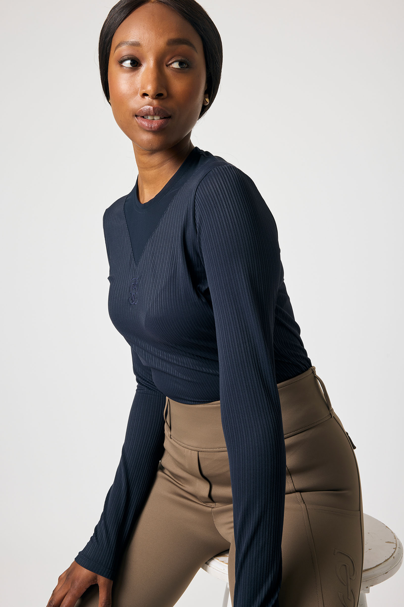 PS of Sweden Leandra L/S Bluzka w Paski z Siatki