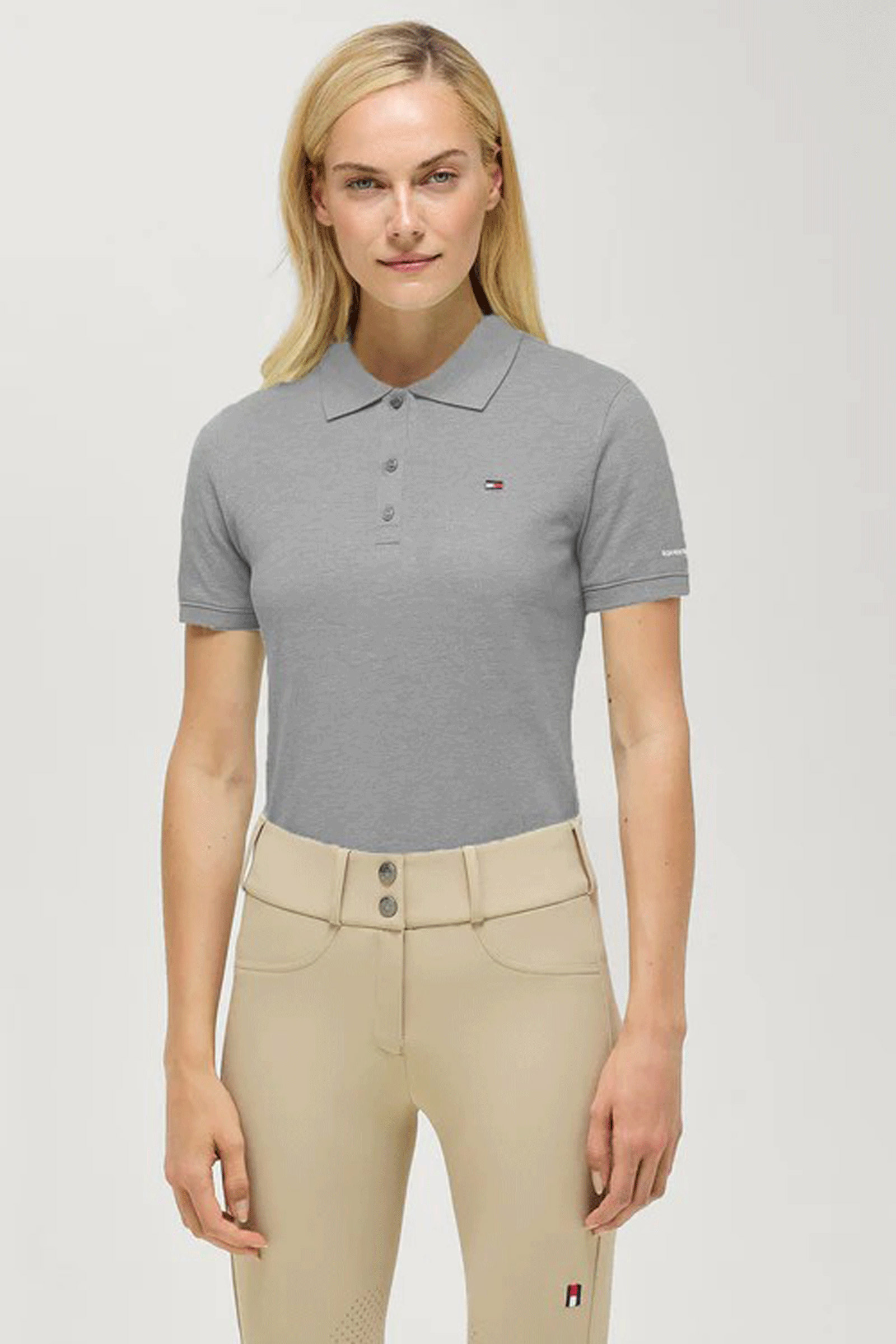Grey Melange Tommy Hilfiger Equestrian damska koszulka polo