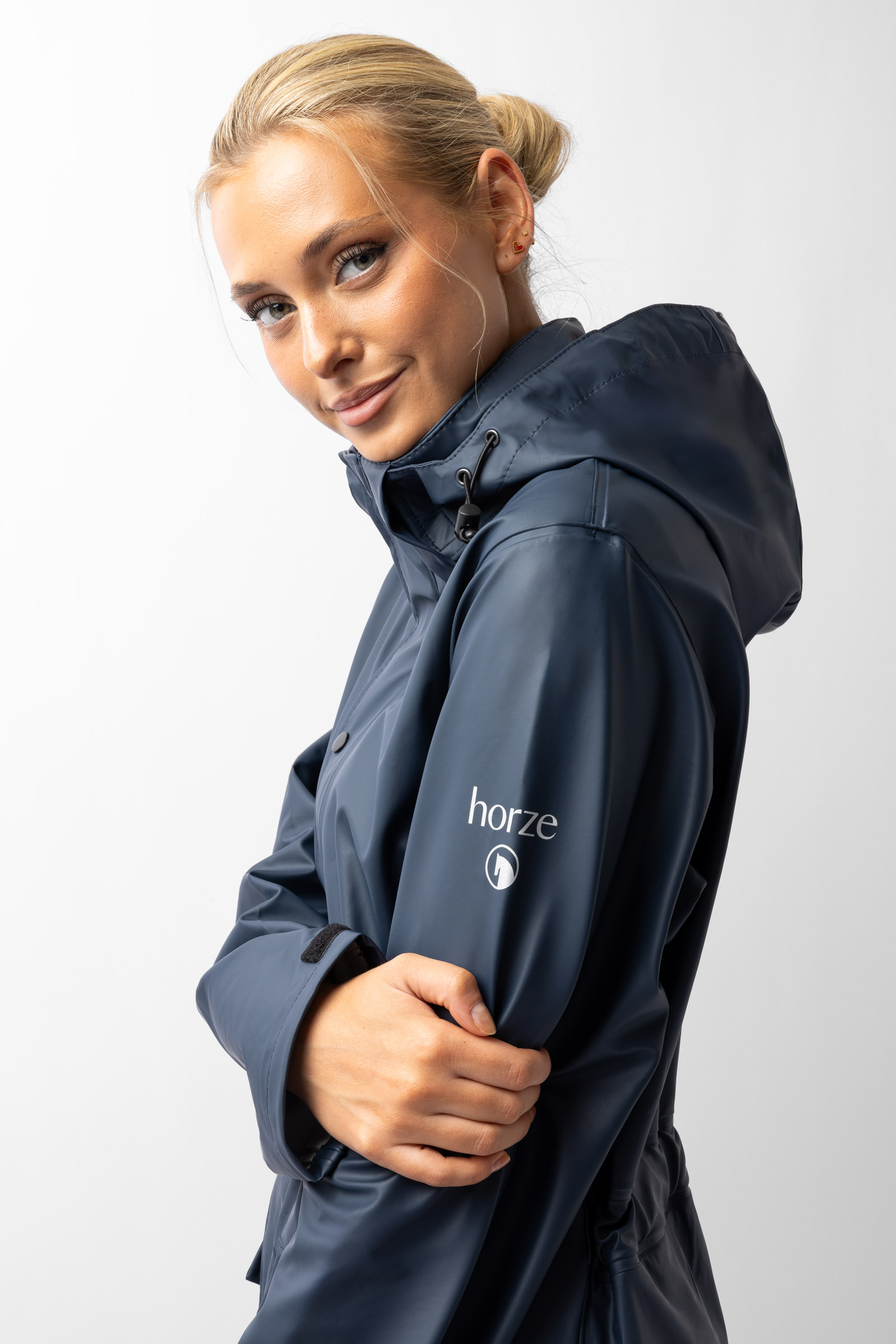 Długi płaszcz przeciwdeszczowy Horze Hazel damski z rozcięciami