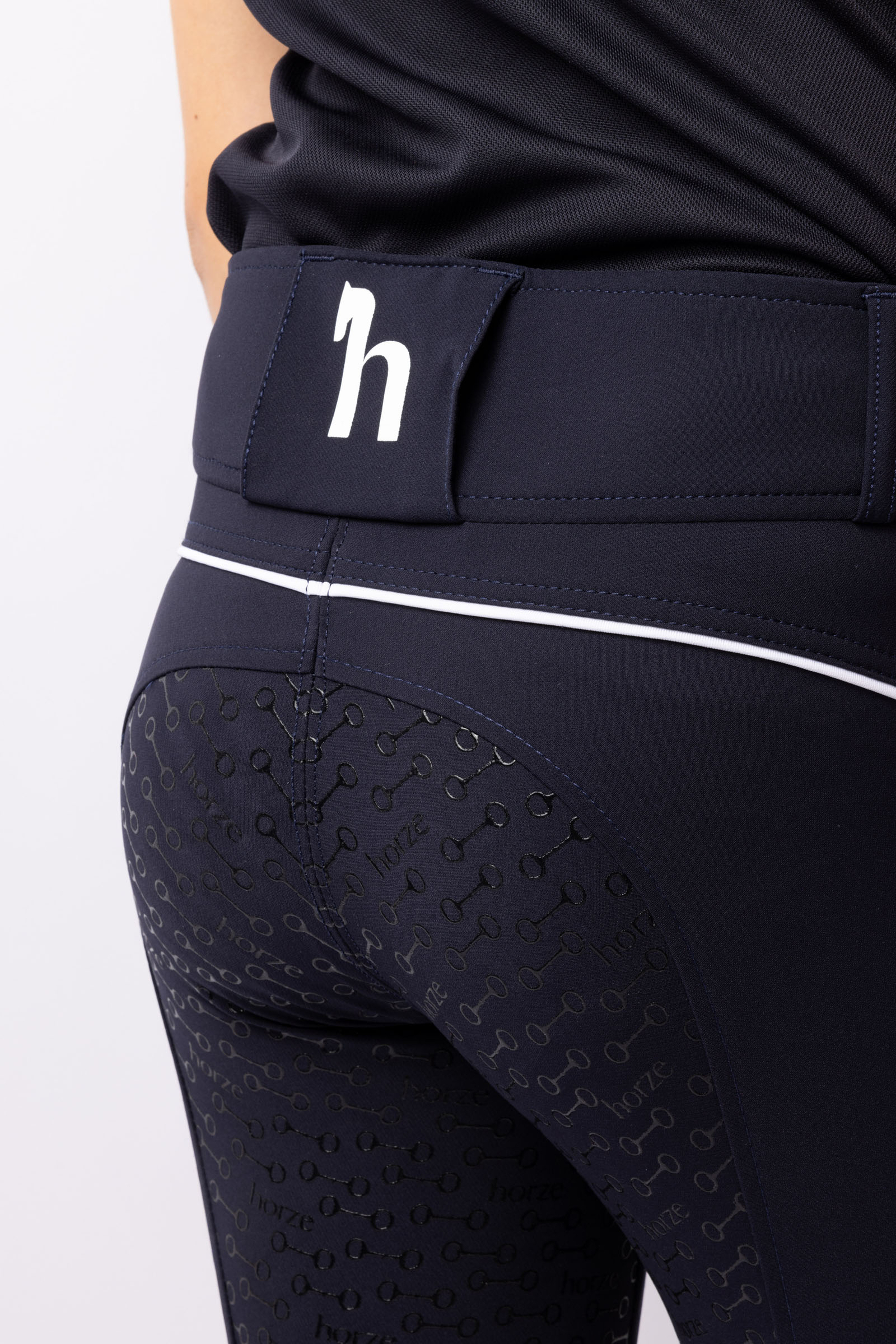 Dziecięce bryczesy Horze Aubrey z wysokim stanem i pełnym lejem silikonowym