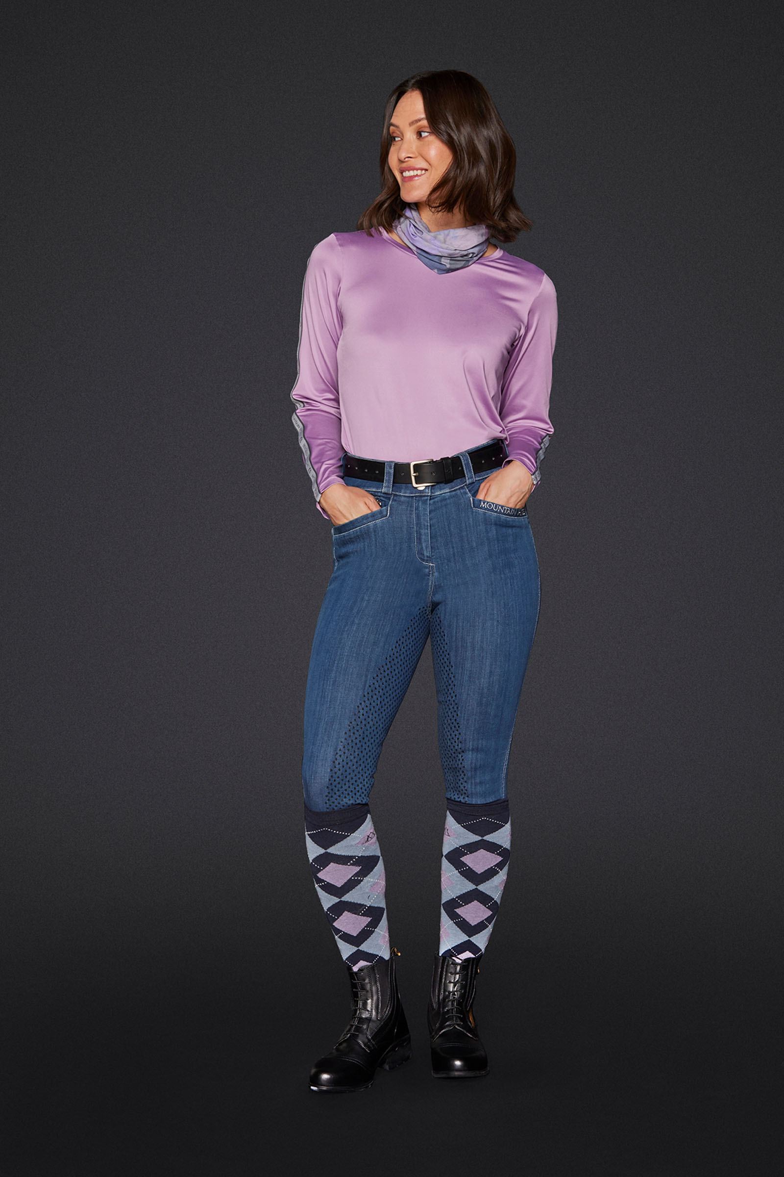 Mountain Horse Dream damskie bryczesy jeansowe z pełnym lejem