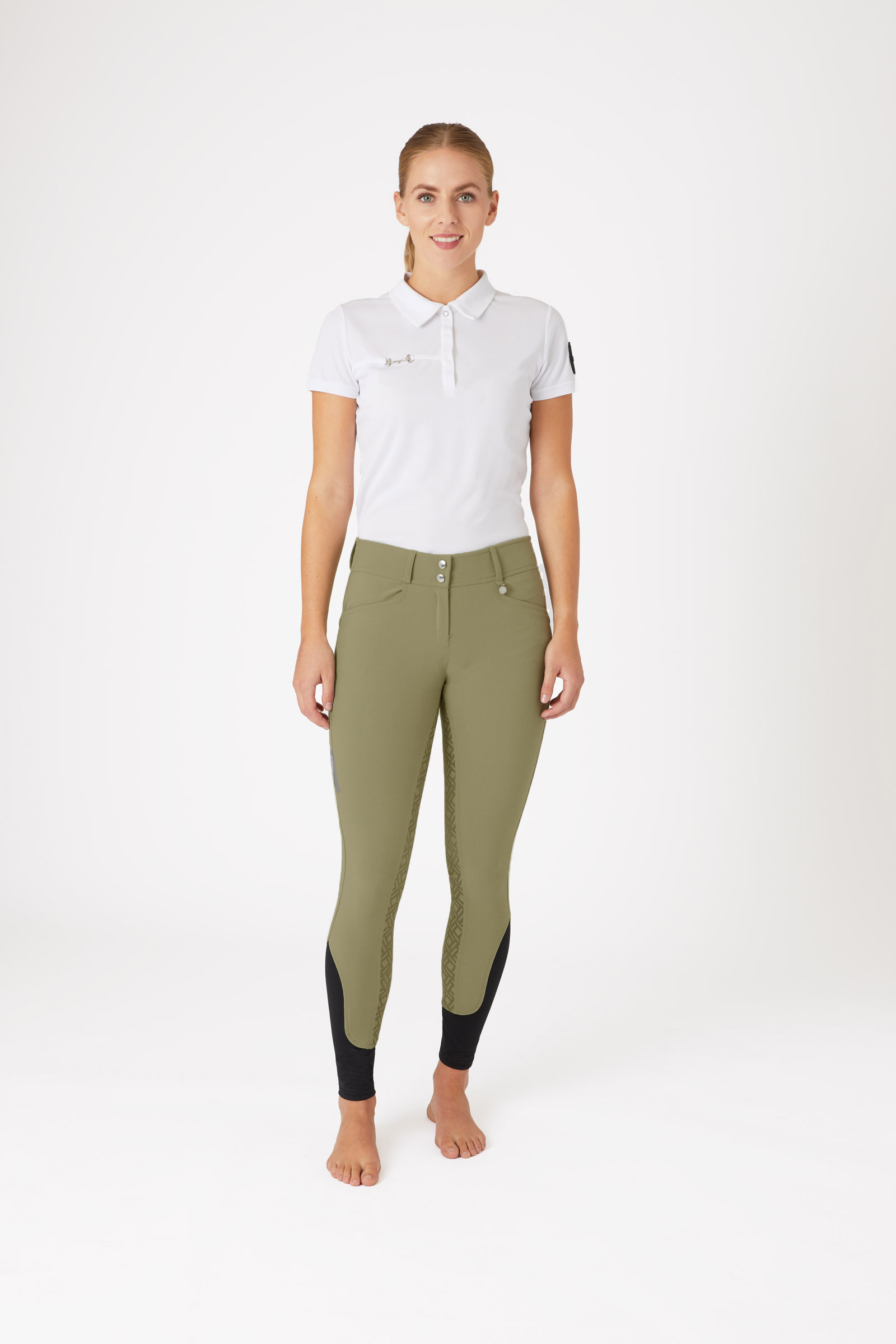 Horze Damskie bryczesy z wysokim stanem i pełnym lejem silikonowym