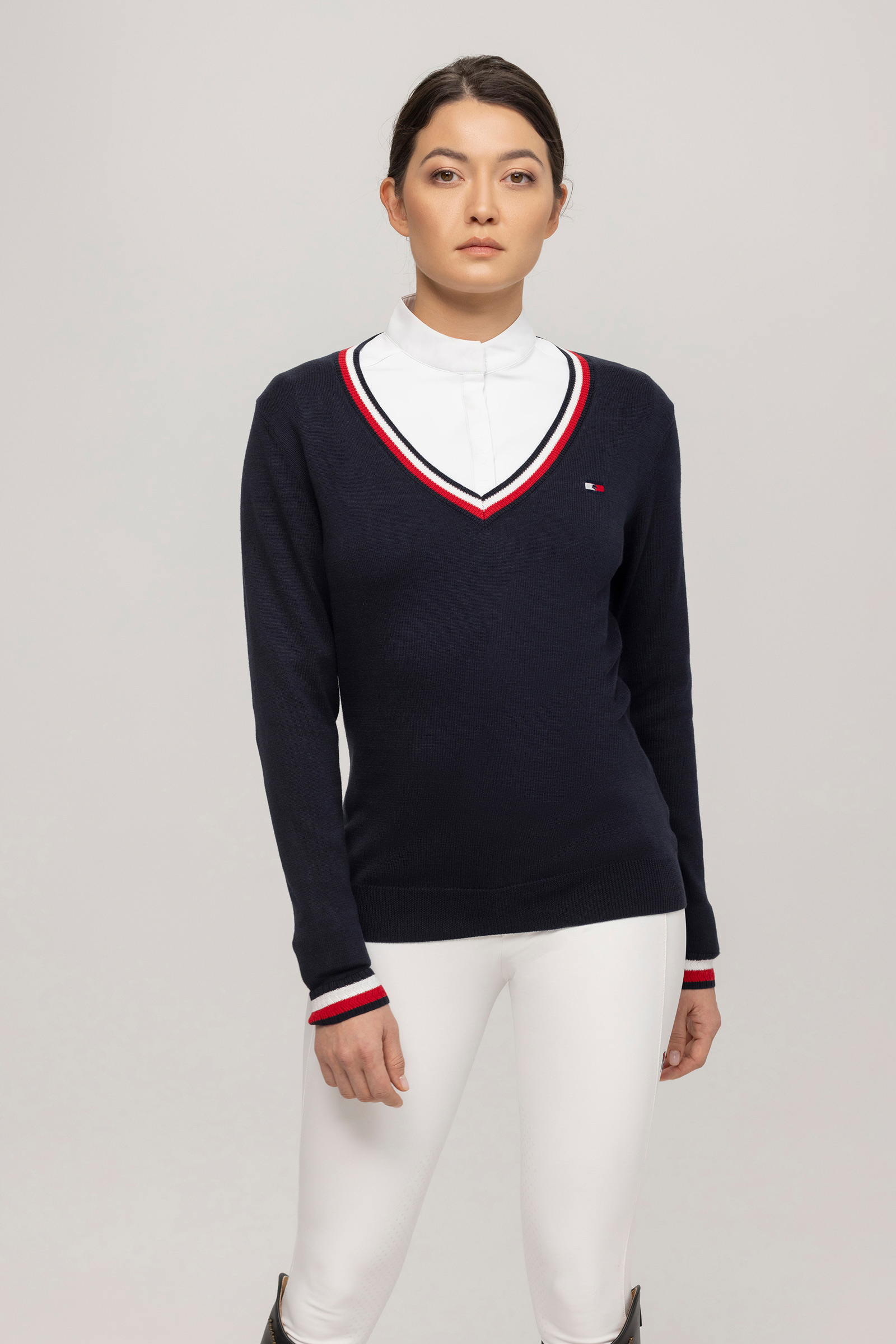 Tommy Hilfiger Equestrian Indiana damski sweter z dekoltem w serek