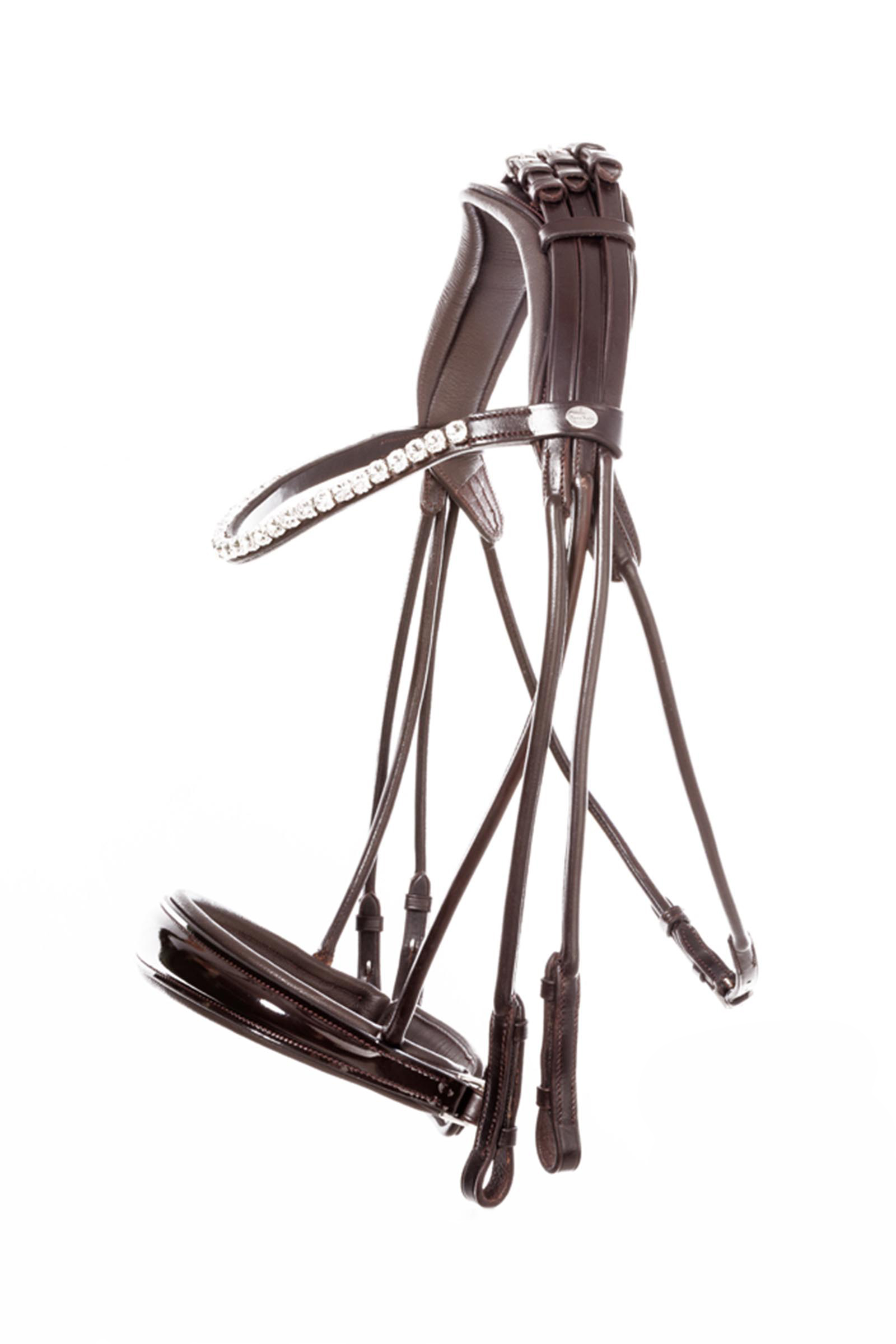 Brown-Patent/Brown Kavalkade Fleur ogłowie podw&oacute;jne