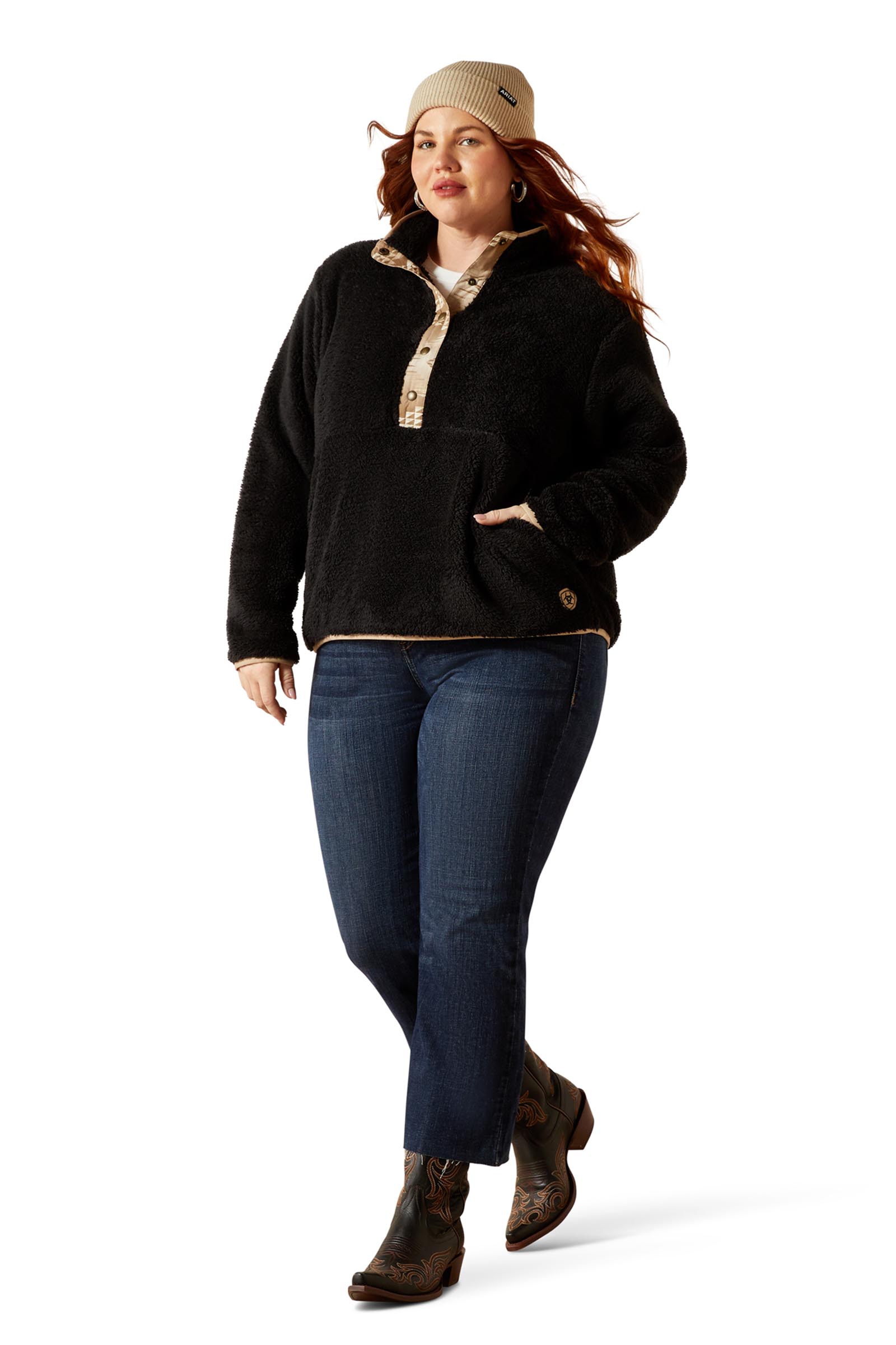 Ariat Berber Snap damski sweter z połowiczną listwą guzikową