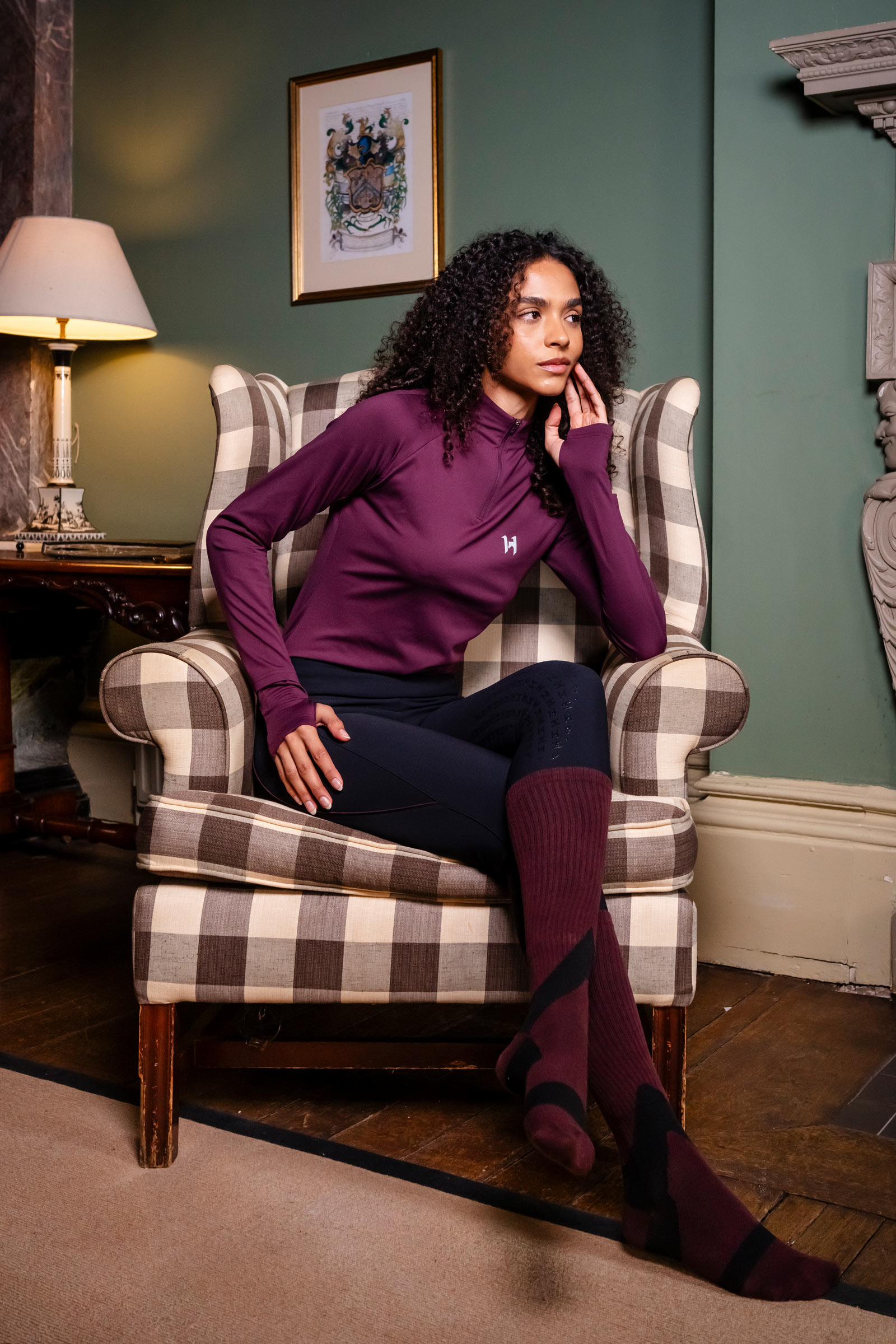 Celestial Purple Horseware Strive Winter damska bluza z 1/4 zamkiem