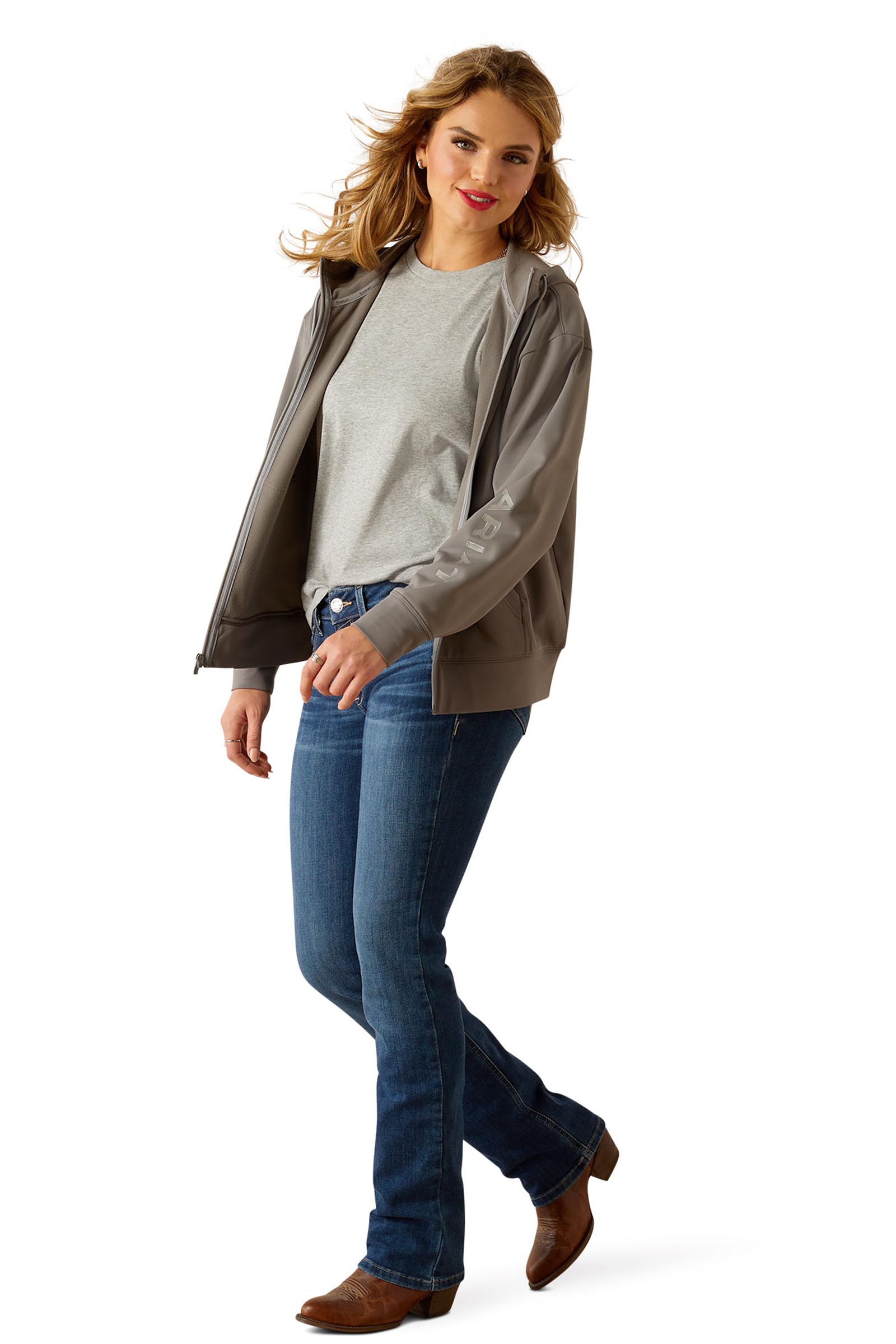 Ariat Breeze damska bluza z kapturem na całym zamku