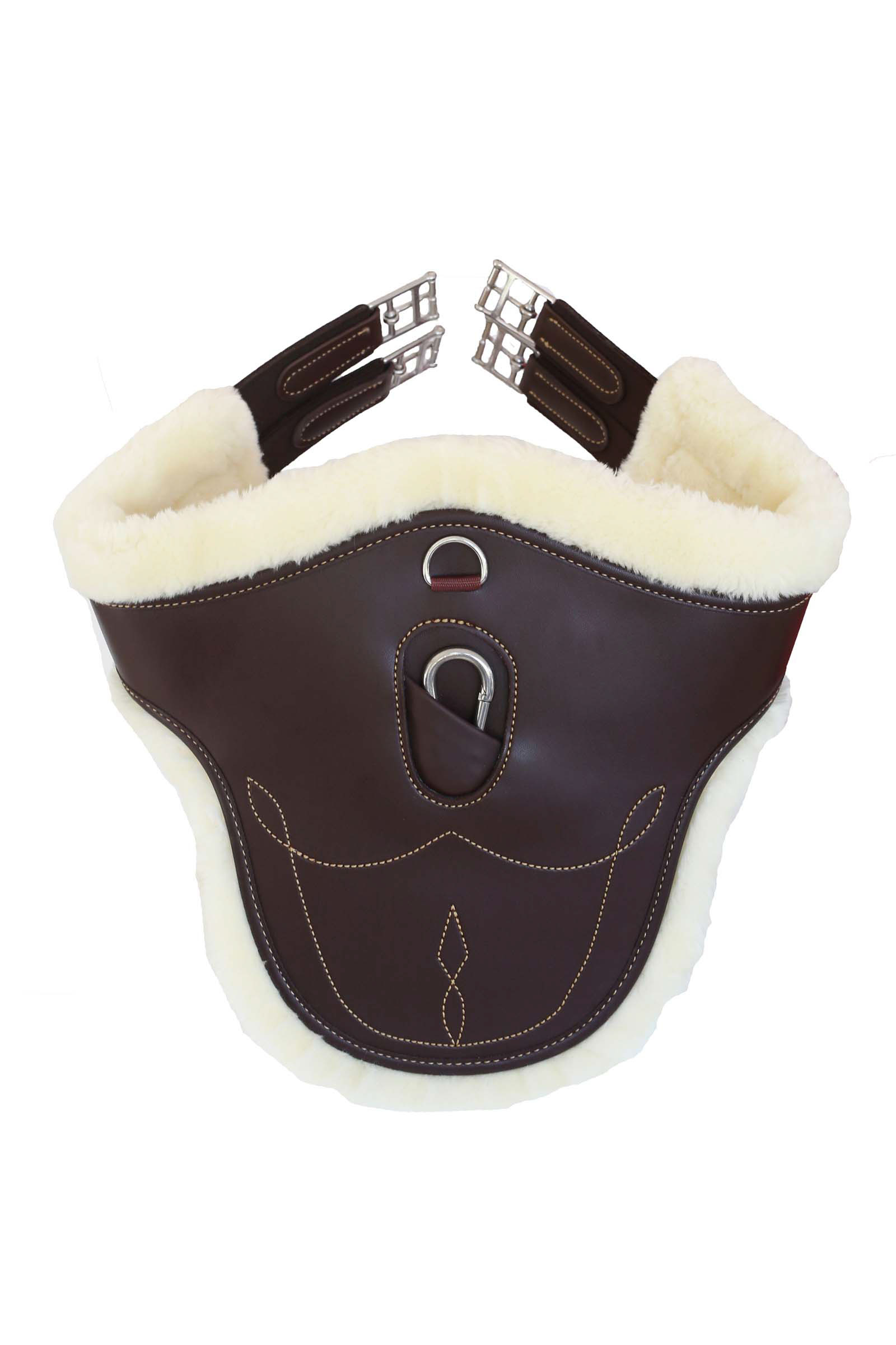 Brown Popręg z fartuchem podszyty wełną owczą Kentucky Horsewear Sheepskin