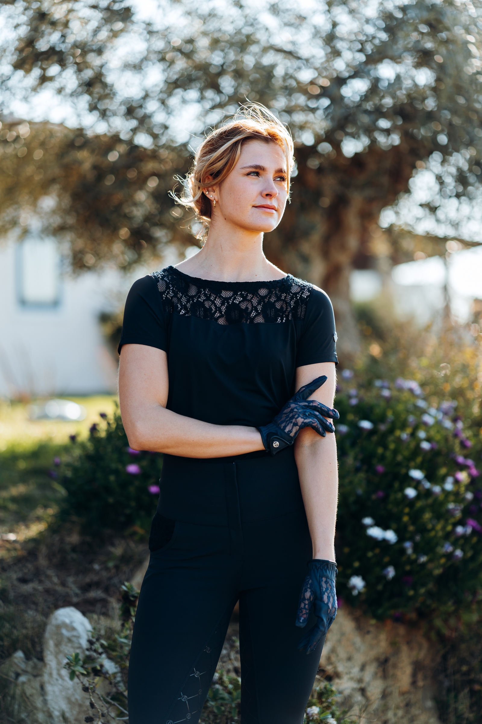 B Vertigo Damskie rękawiczki jeździeckie z koronkowym detalem