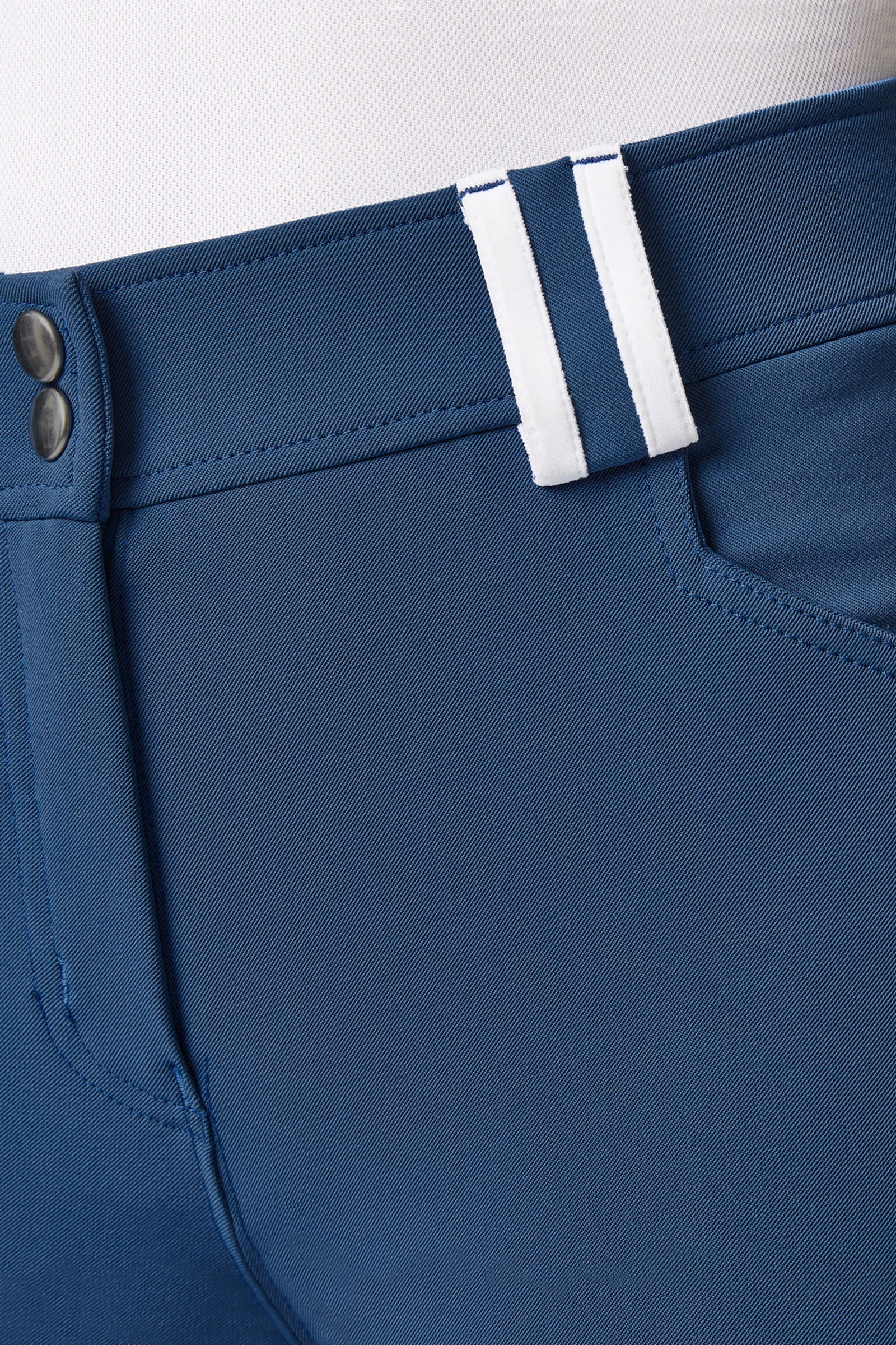 Damskie bryczesy z wysokim stanem, pełnym lejem i kontrastową lamówką