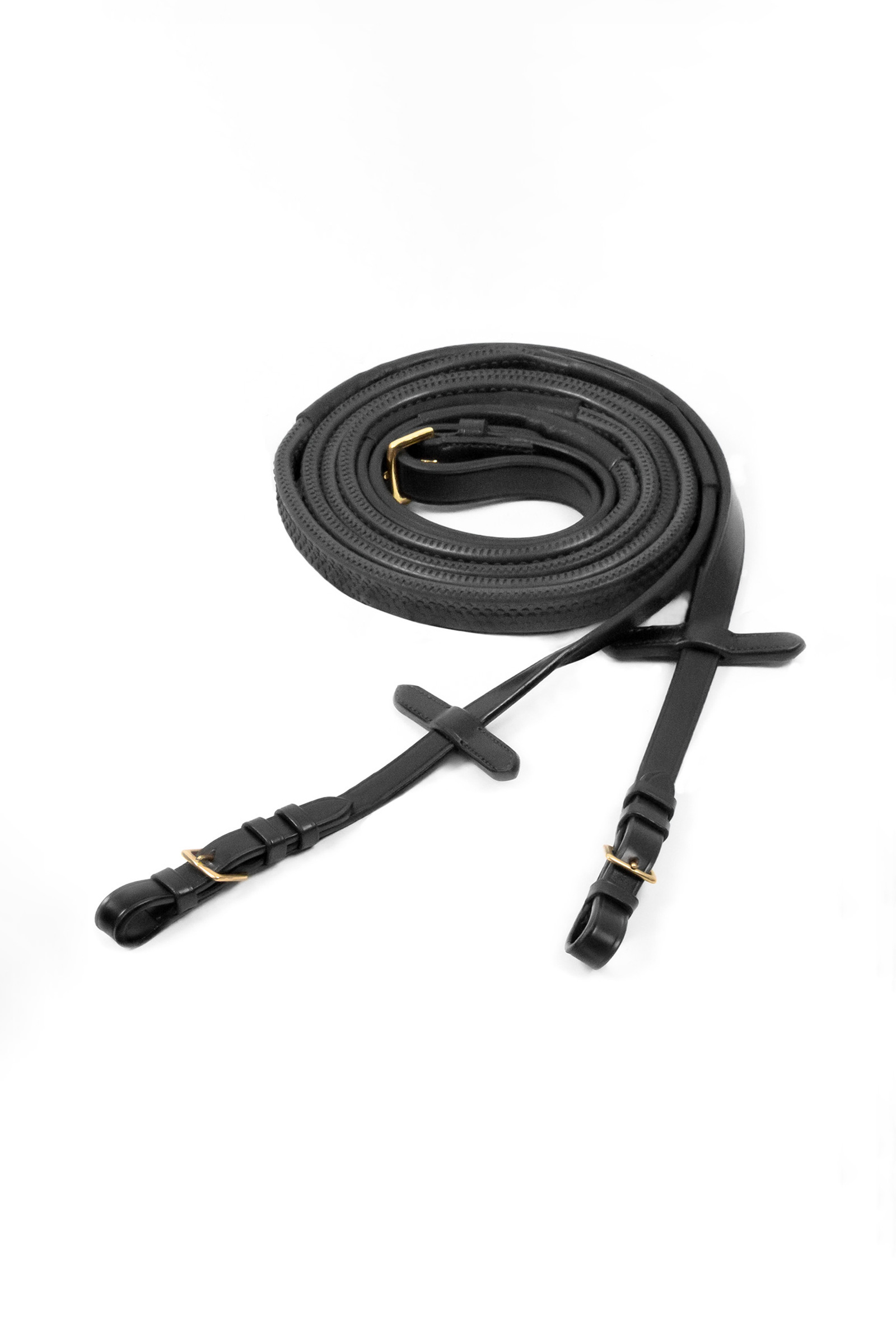 Black/Gold Schockemöhle Sports gumowe wodze z klamrami