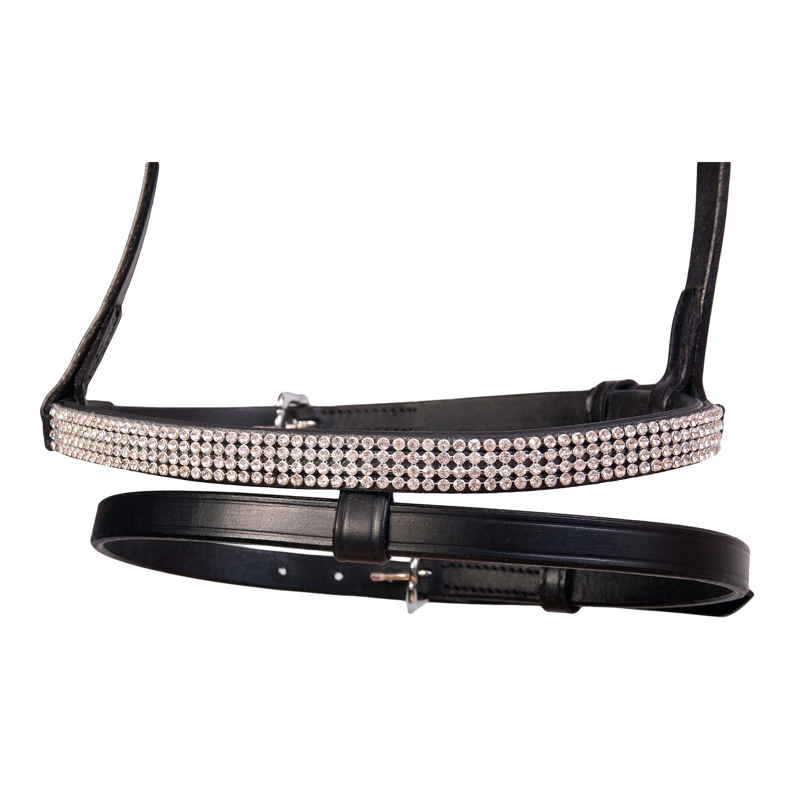 WH/AB Karlslund Combined noseband, 4 rows crystals