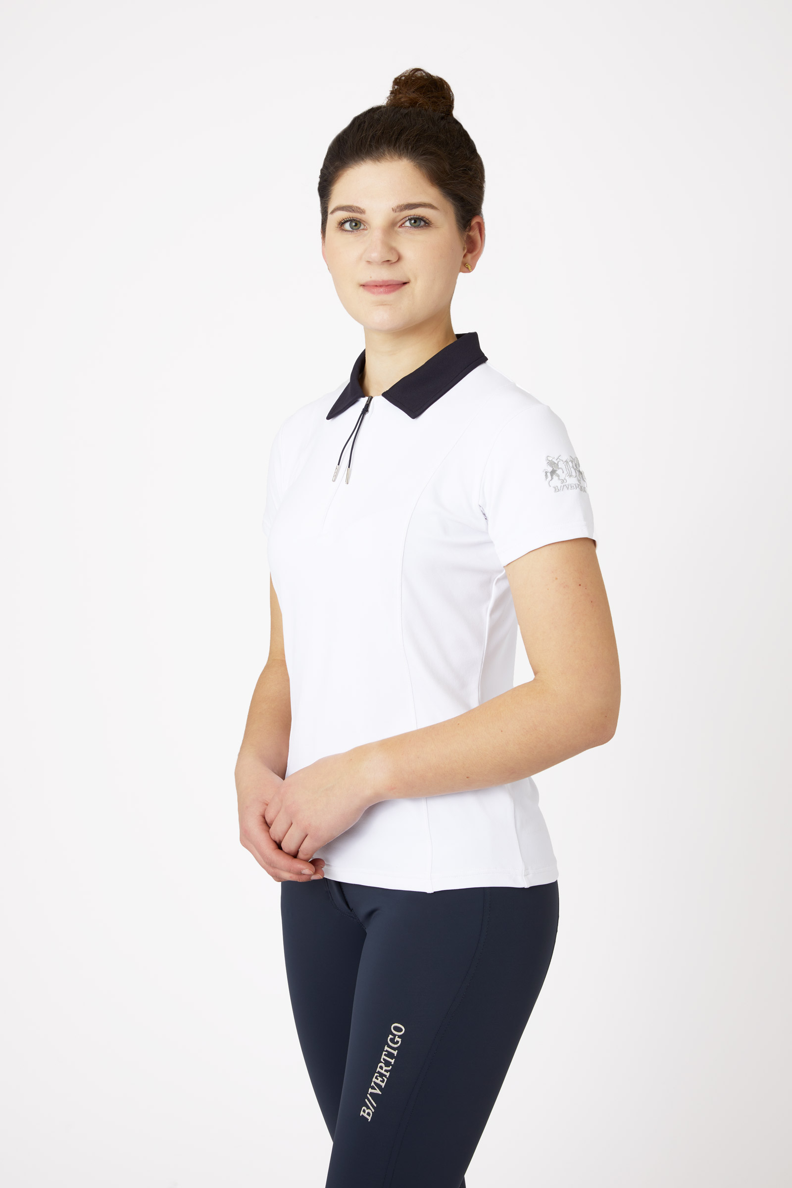 White/ Dark Navy Damska koszulka polo B Vertigo Claudine z krótkim rękawem