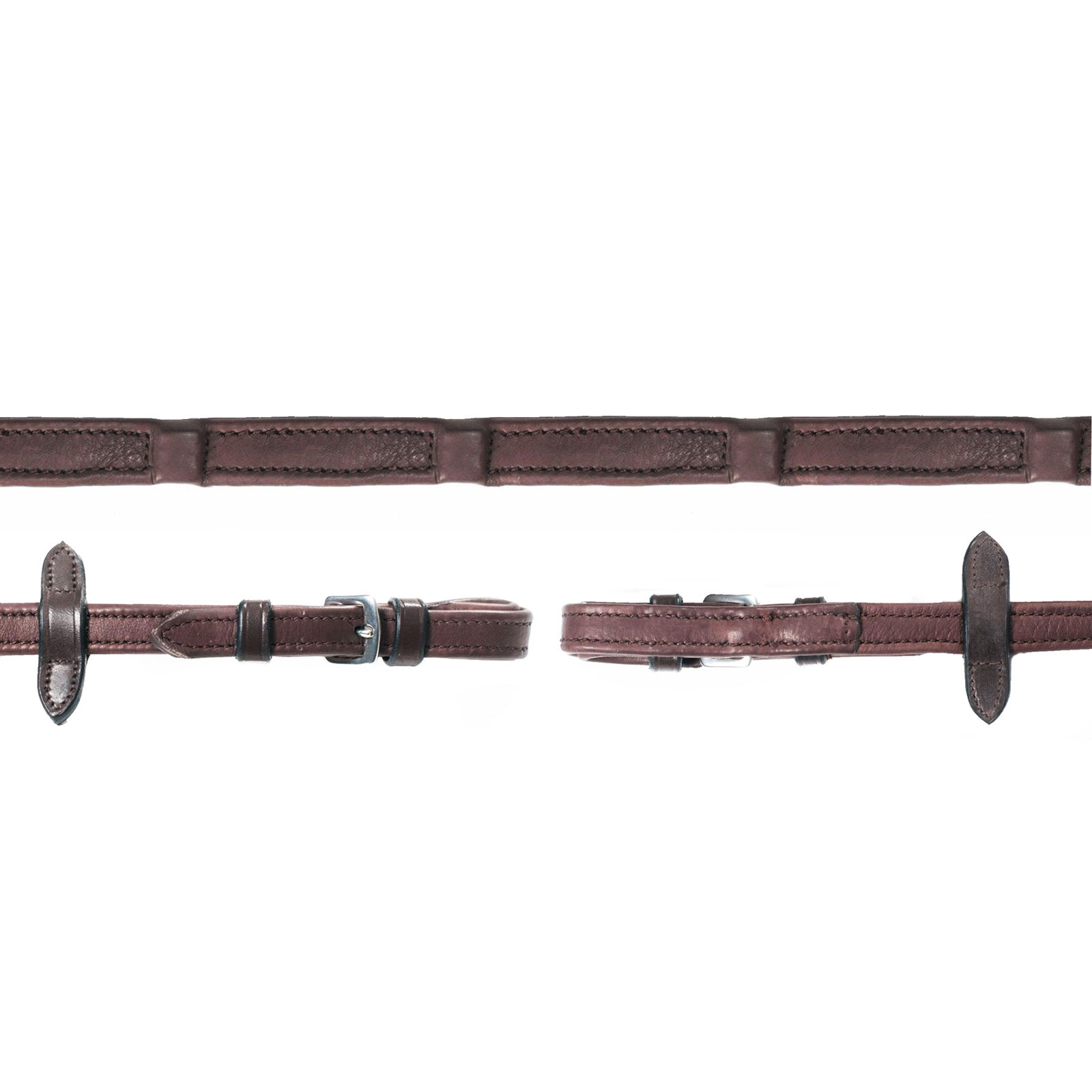 Dark Brown/Silver Wodze Schockmöhle Sports Durasoft, skórzane z nylonowym wypełnieniem