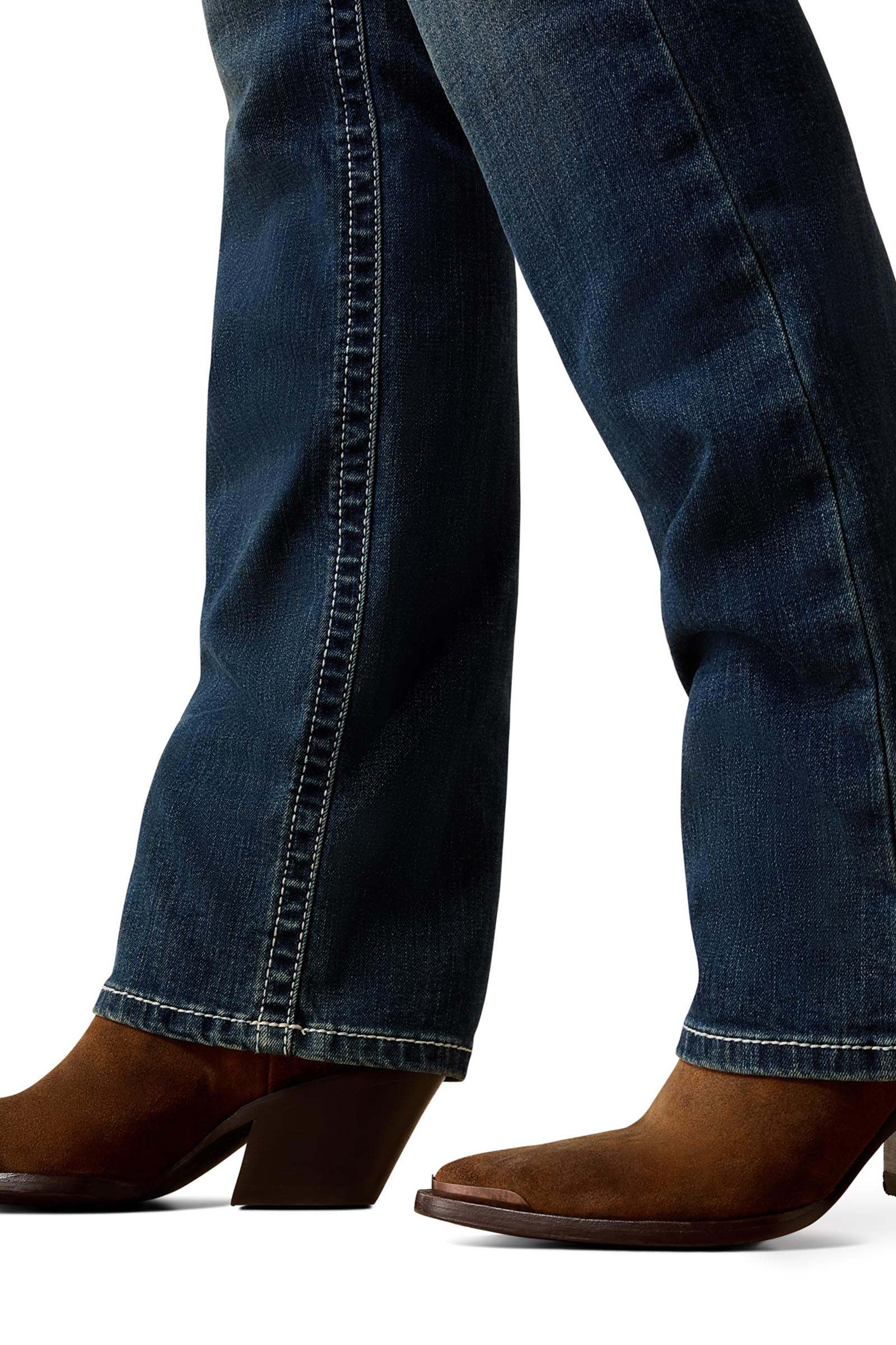 Ariat R.E.A.L. Mid Rise Stretch Icon Stackable Straight Leg Damskie elastyczne dżinsy o prostych nogawkach ze średnim stanem