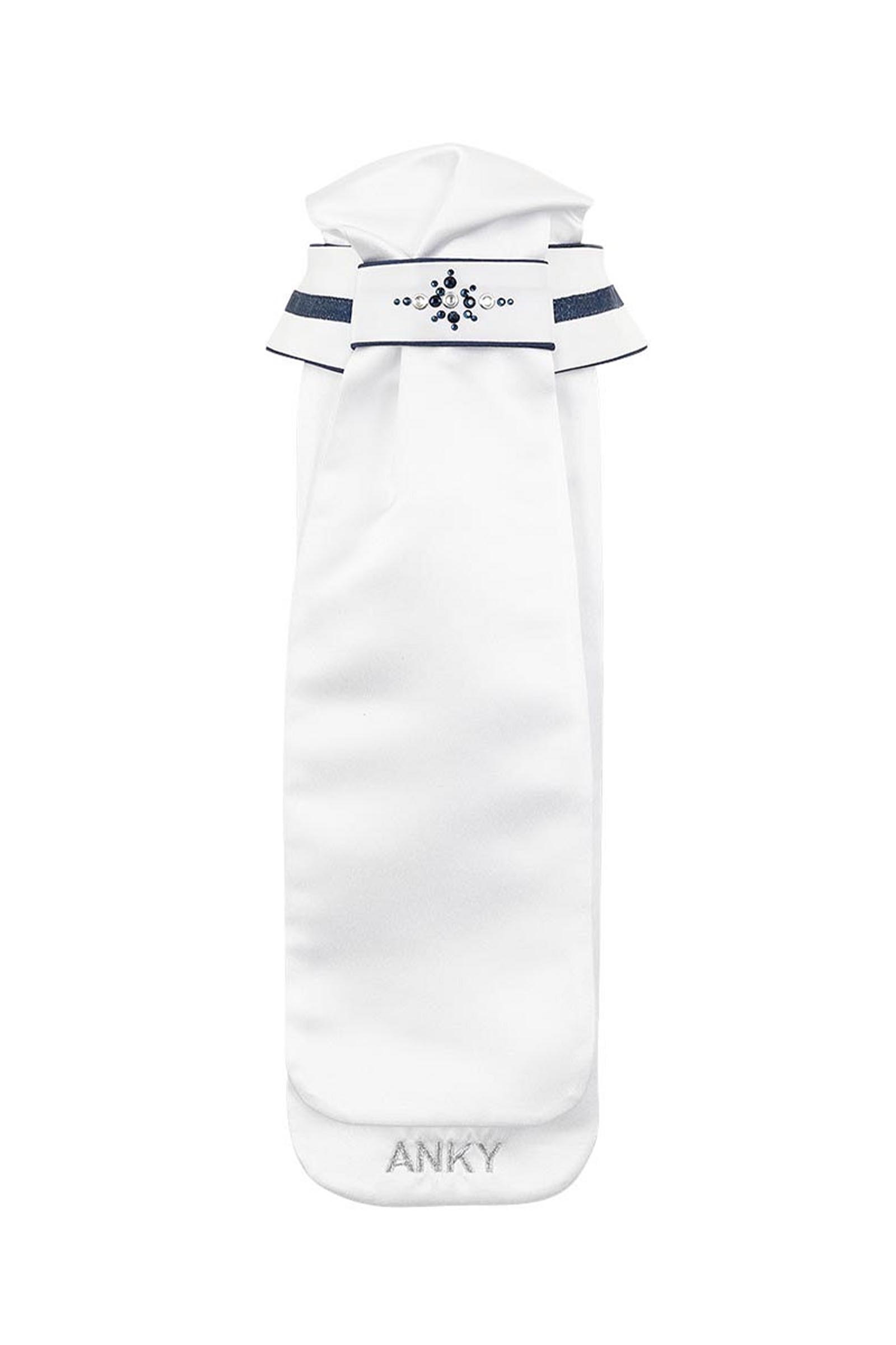 White/Navy ANKY Competition DeLuxe Damski Plastron z Kryształkami