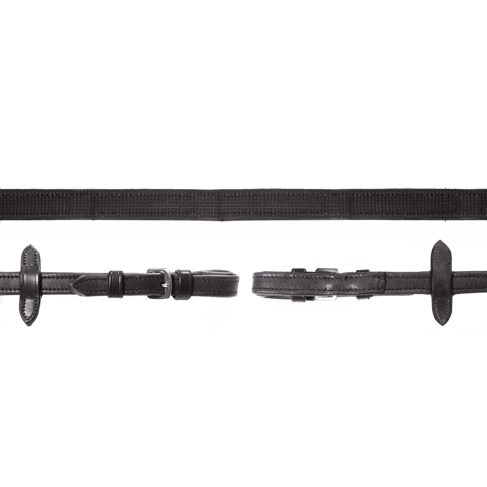 Black/Silver Wodze Schockmöhle Sports Durasoft, skórzano-nylonowe gumowane