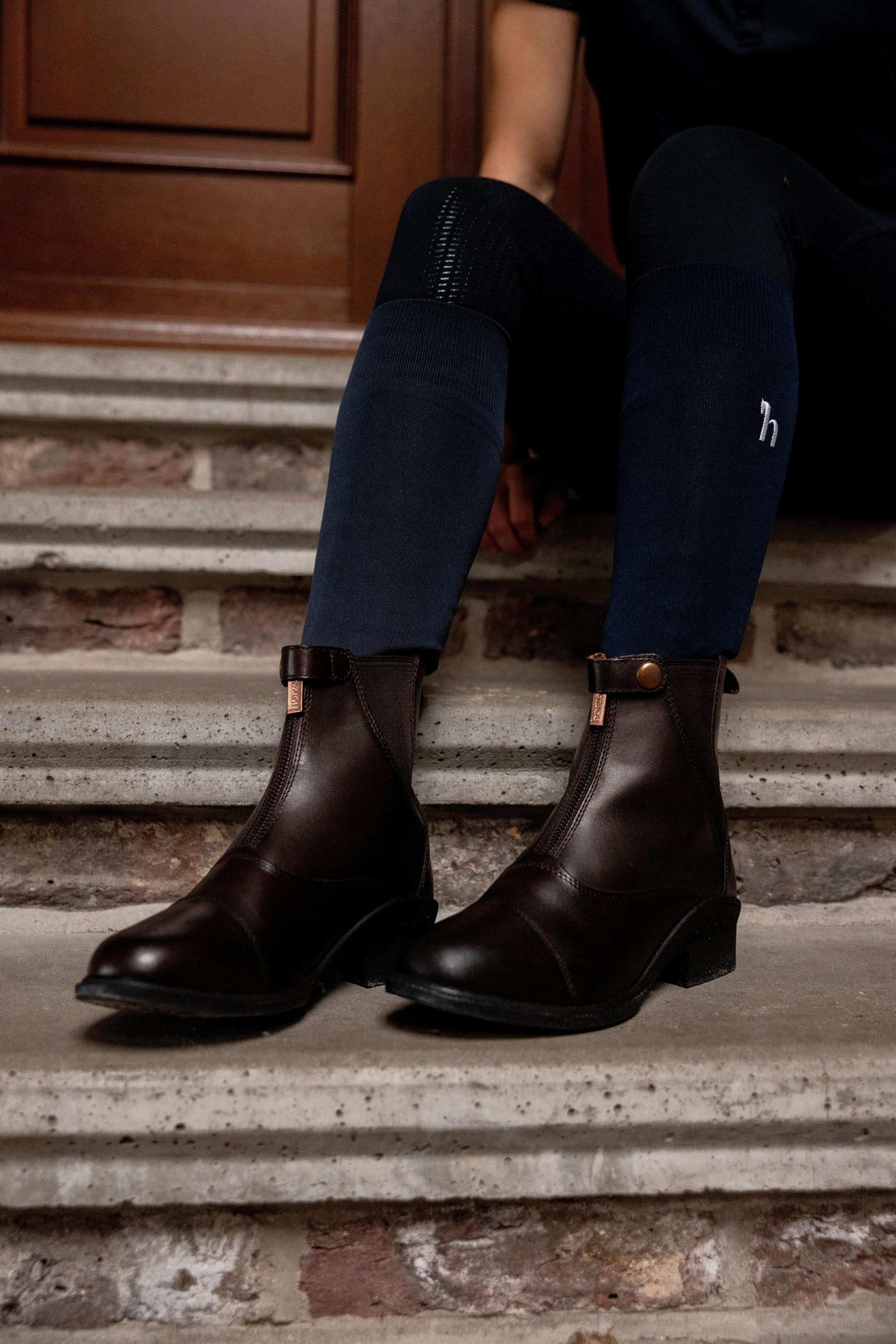 Horze Rose Skórzane sztyblety z zapięciem na zamek z przodu