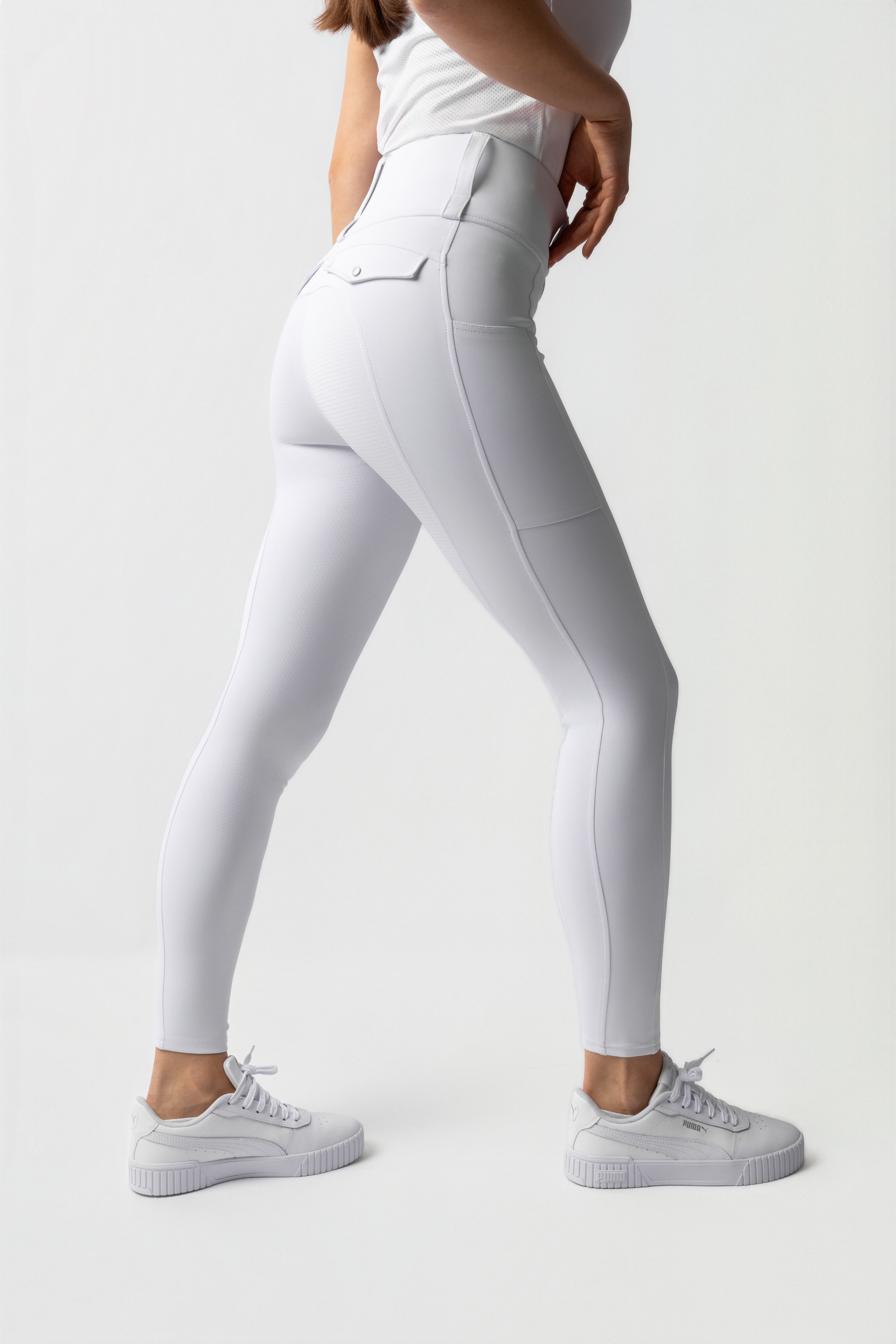 Horze Anya legginsy jeździeckie damskie z pełnym silikonowym lejem UPF 50+