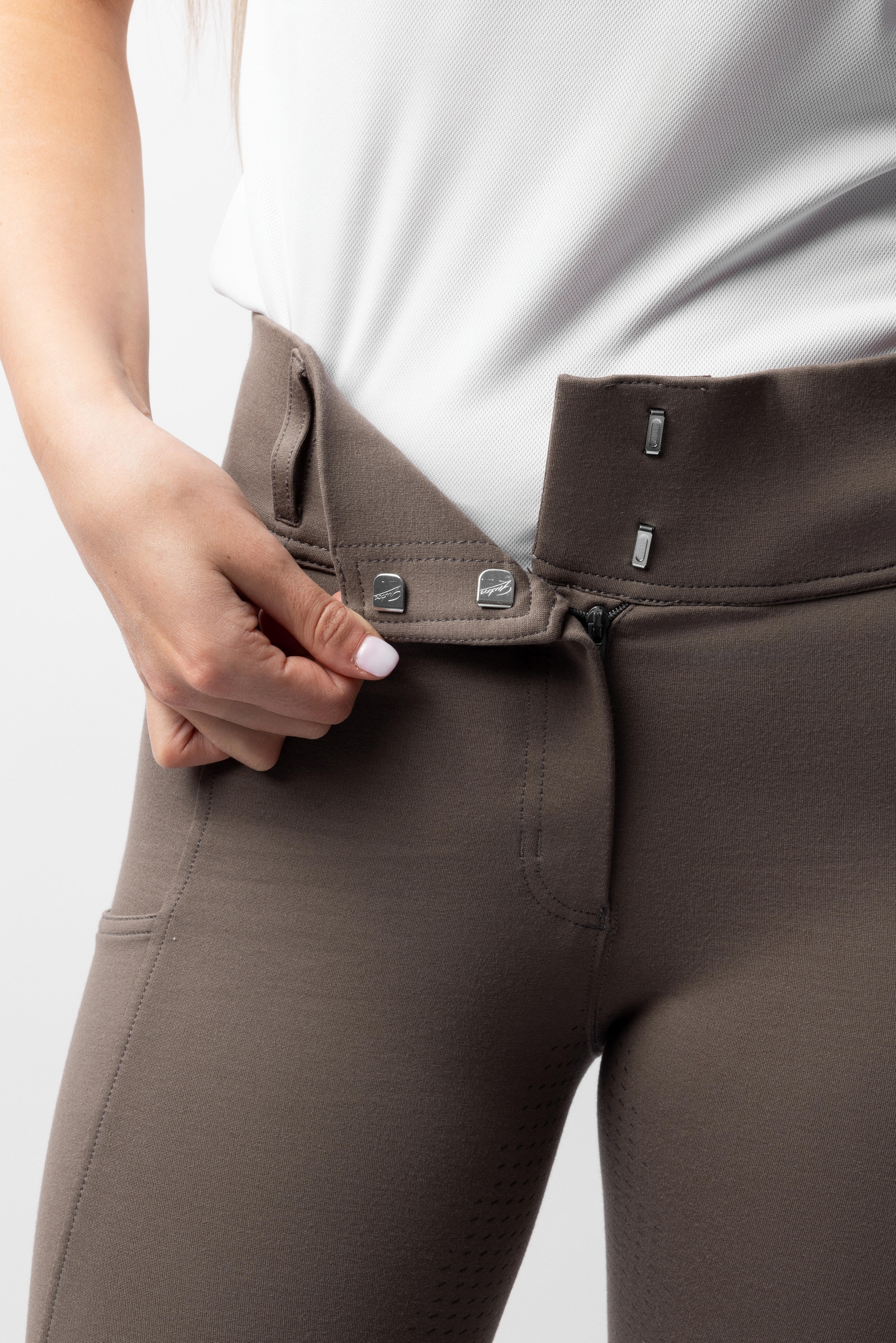 Horze Mira Bryczesy damskie z wysokim stanem, z silikonowym lejem FS