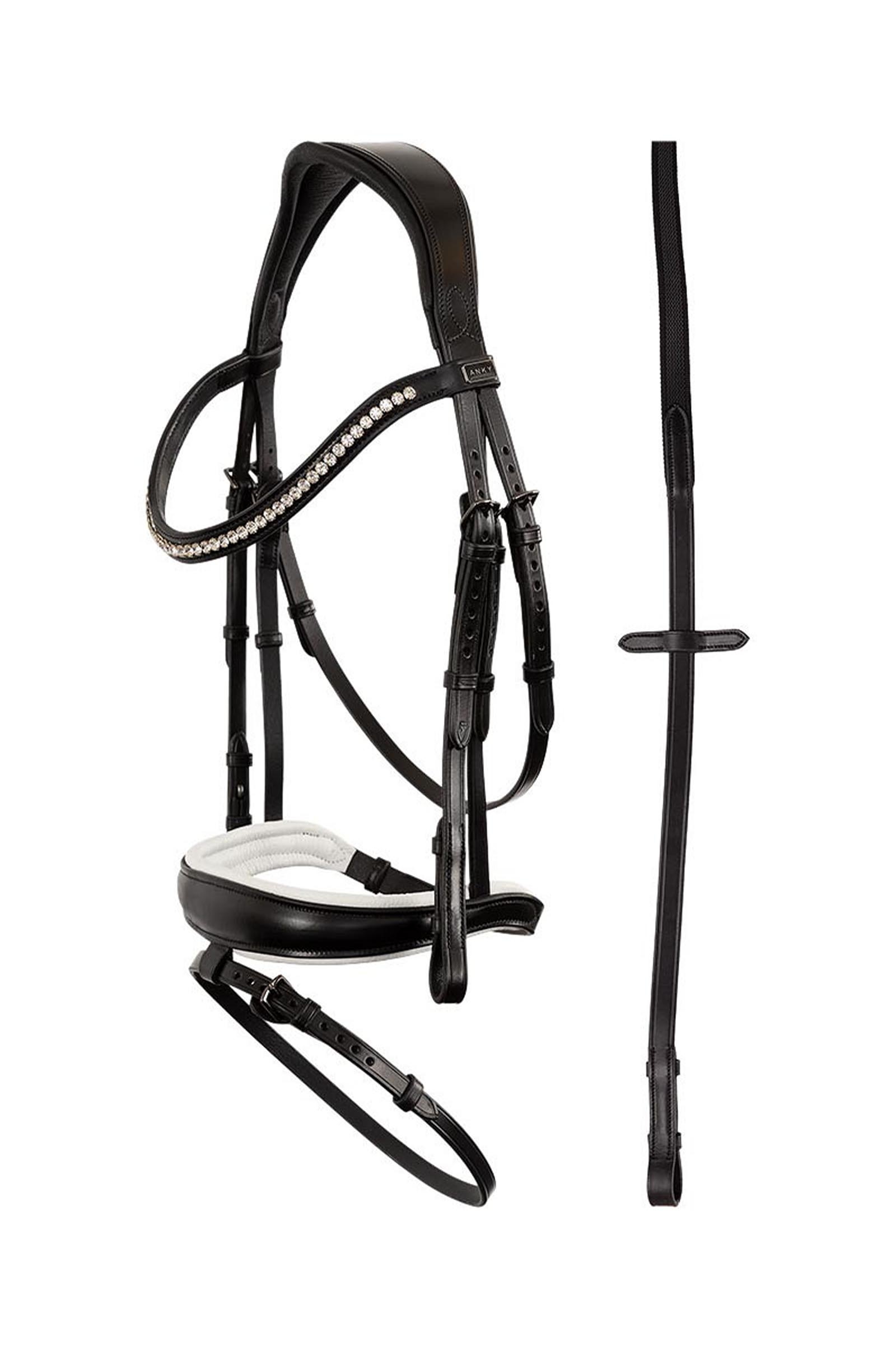 Black/White ANKY Anatomic Ogłowie z Nachrapnikiem Kombinowanym, Podszywane