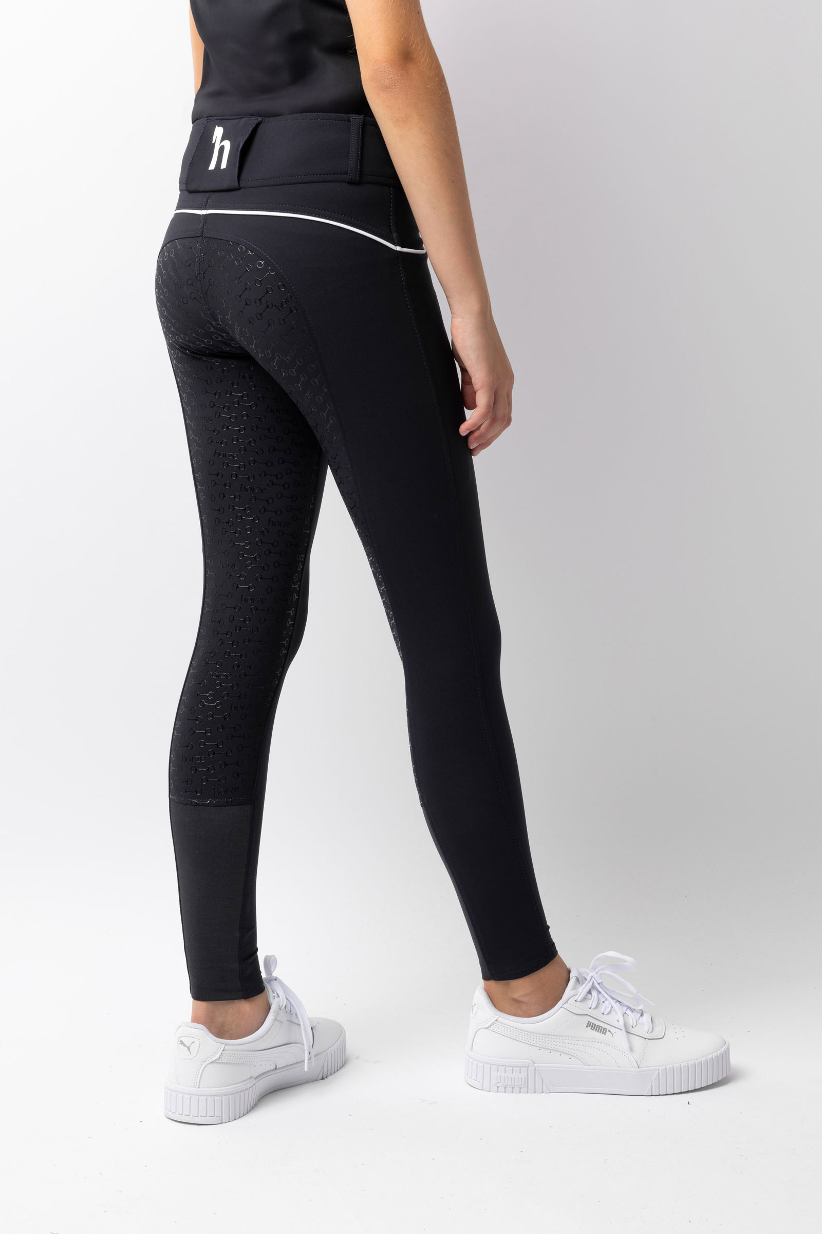 Dziecięce bryczesy Horze Aubrey z wysokim stanem i pełnym lejem silikonowym