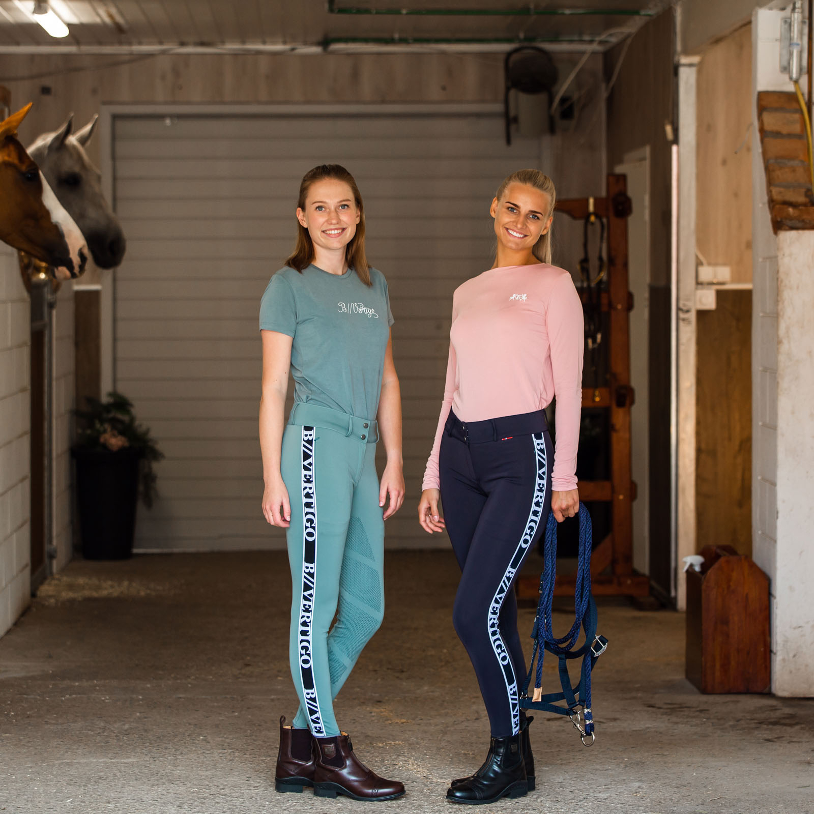 Damskie bryczesy funkcjonalne B Vertigo Horze Angelika z wysokim stanem i pełnym lejem silikonowym