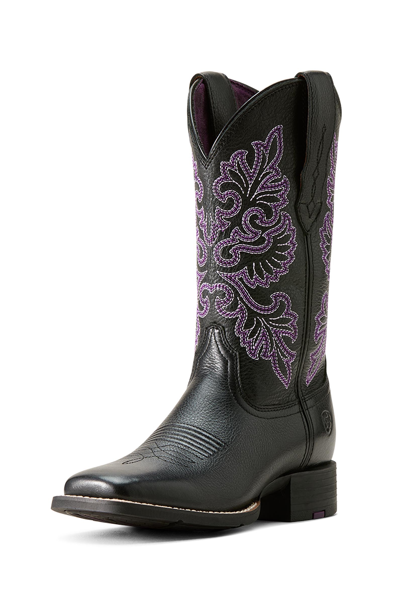 Black Deertan Ariat Round Up StretchFit damskie buty westernowe