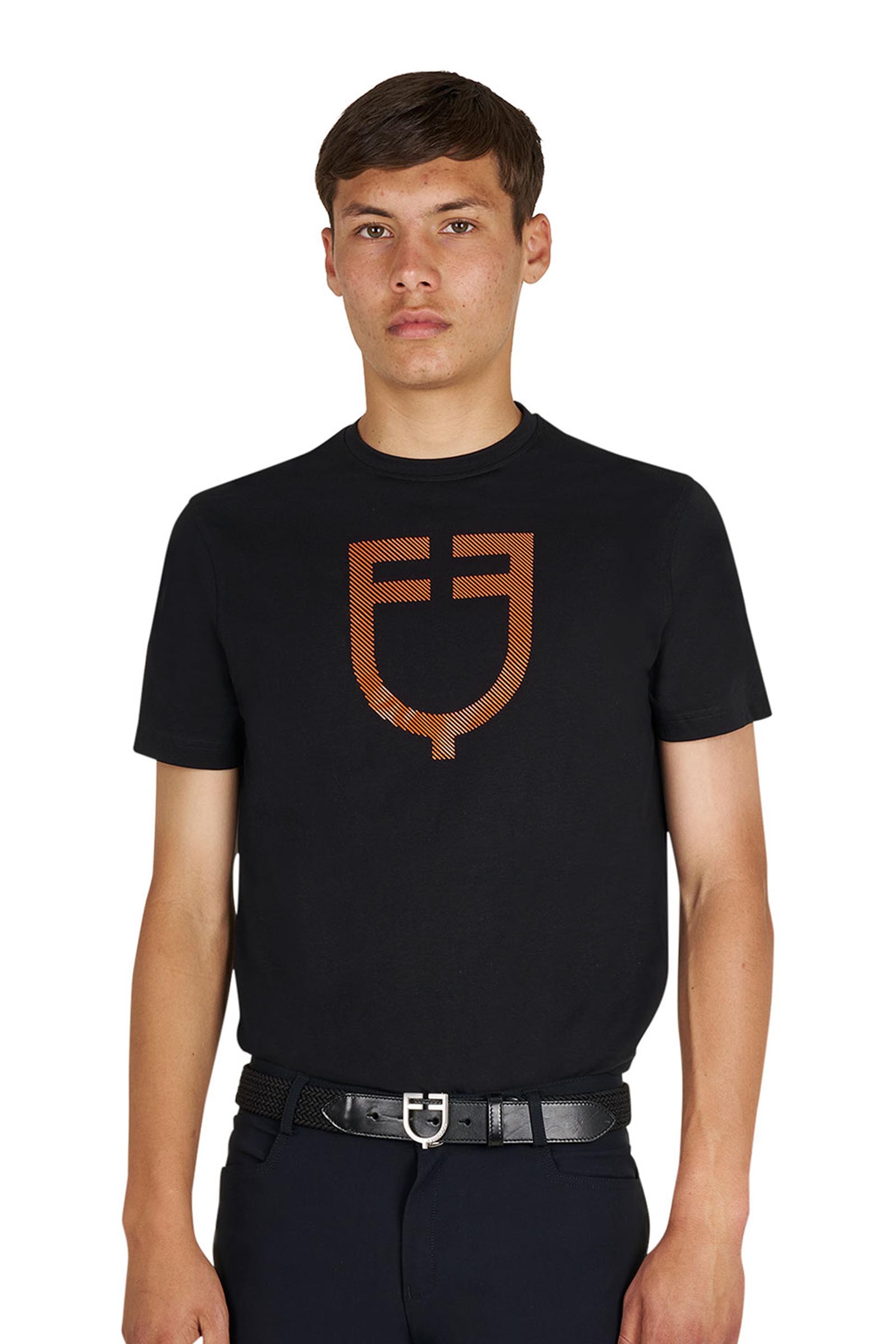 Equestro SS2026 Męski basic T-shirt z błyszczącym logo  