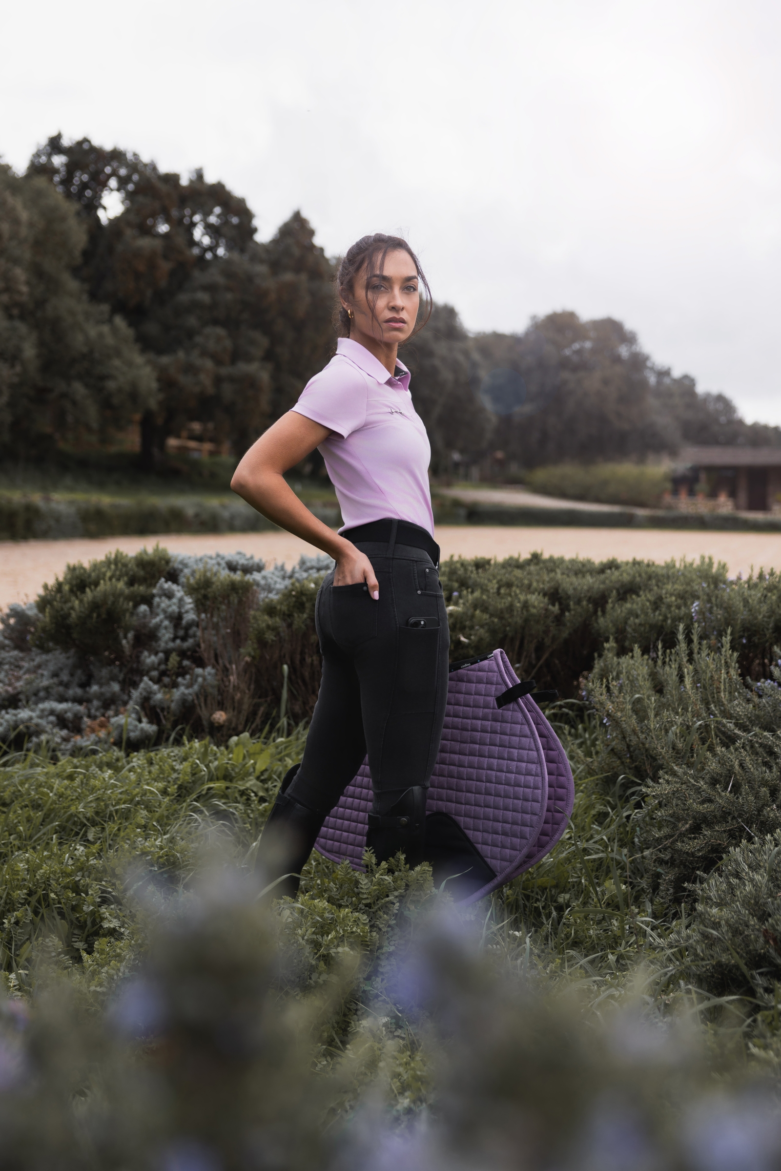 Horze Carolyn damskie bryczesy denim full grip