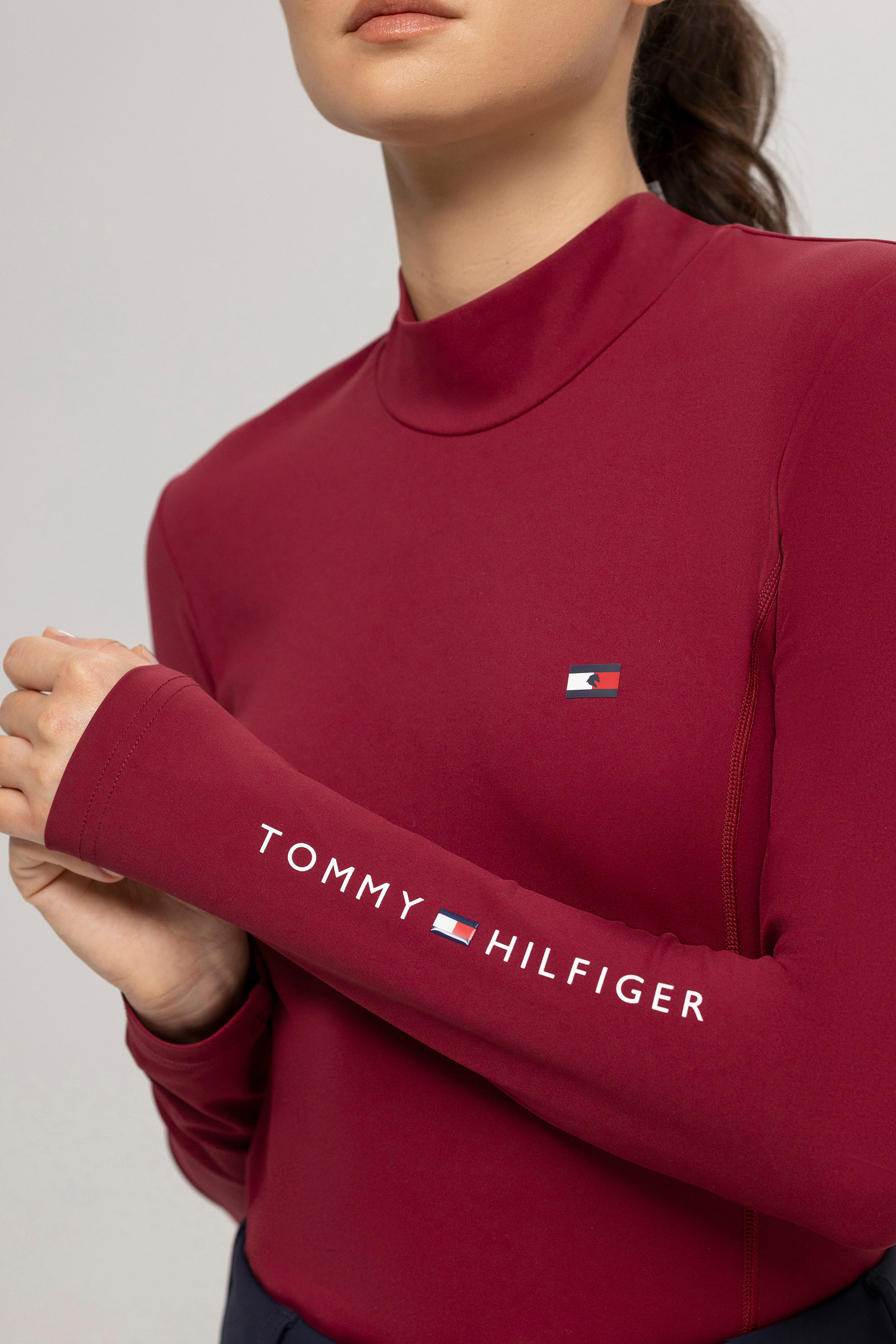 Koszulka termoaktywna Tommy Hilfiger Equestrian z długimi rękawami i wysokim dekoltem