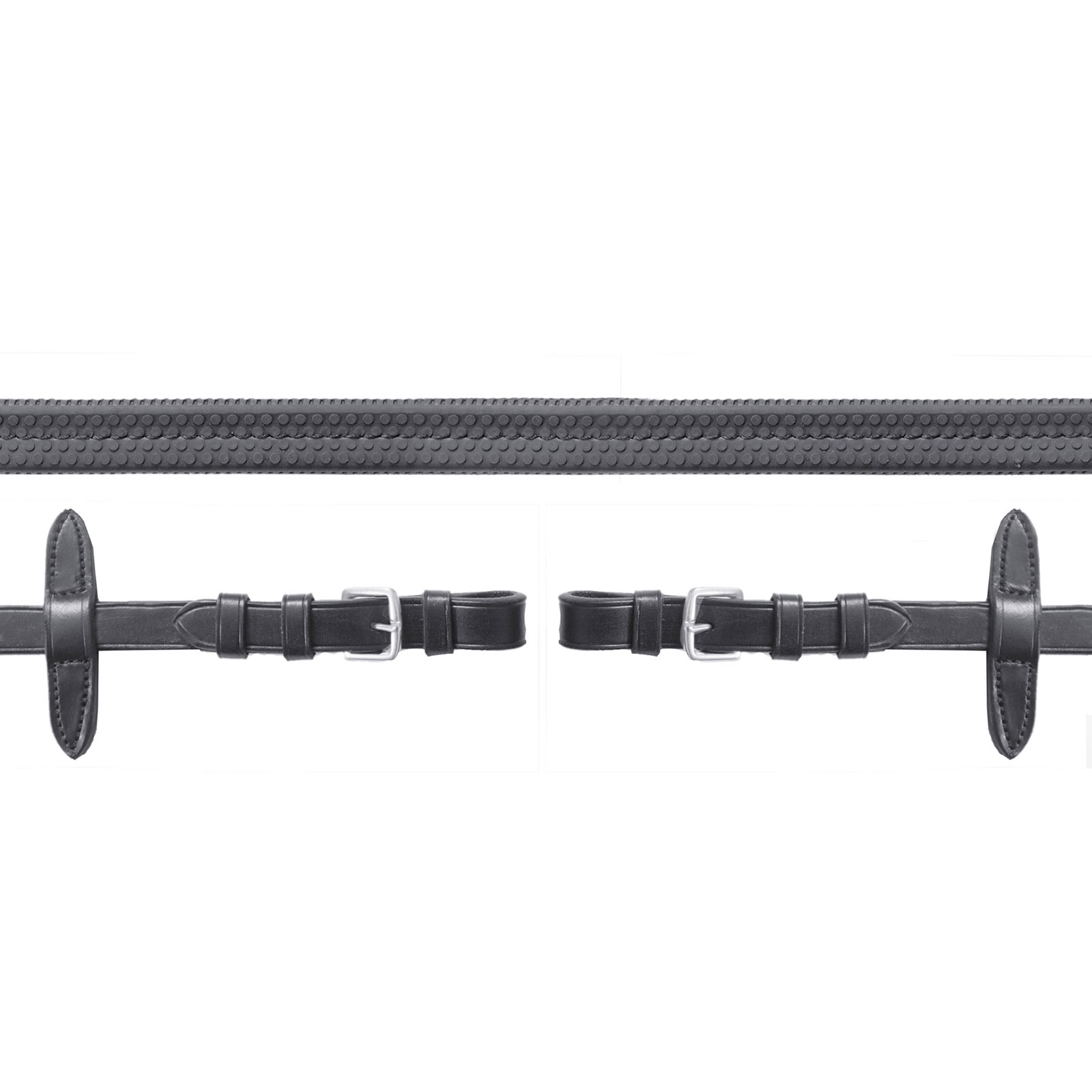 Black/Silver Wodze gumowe Schockemöhle Sports Neo, ze sprzączkami