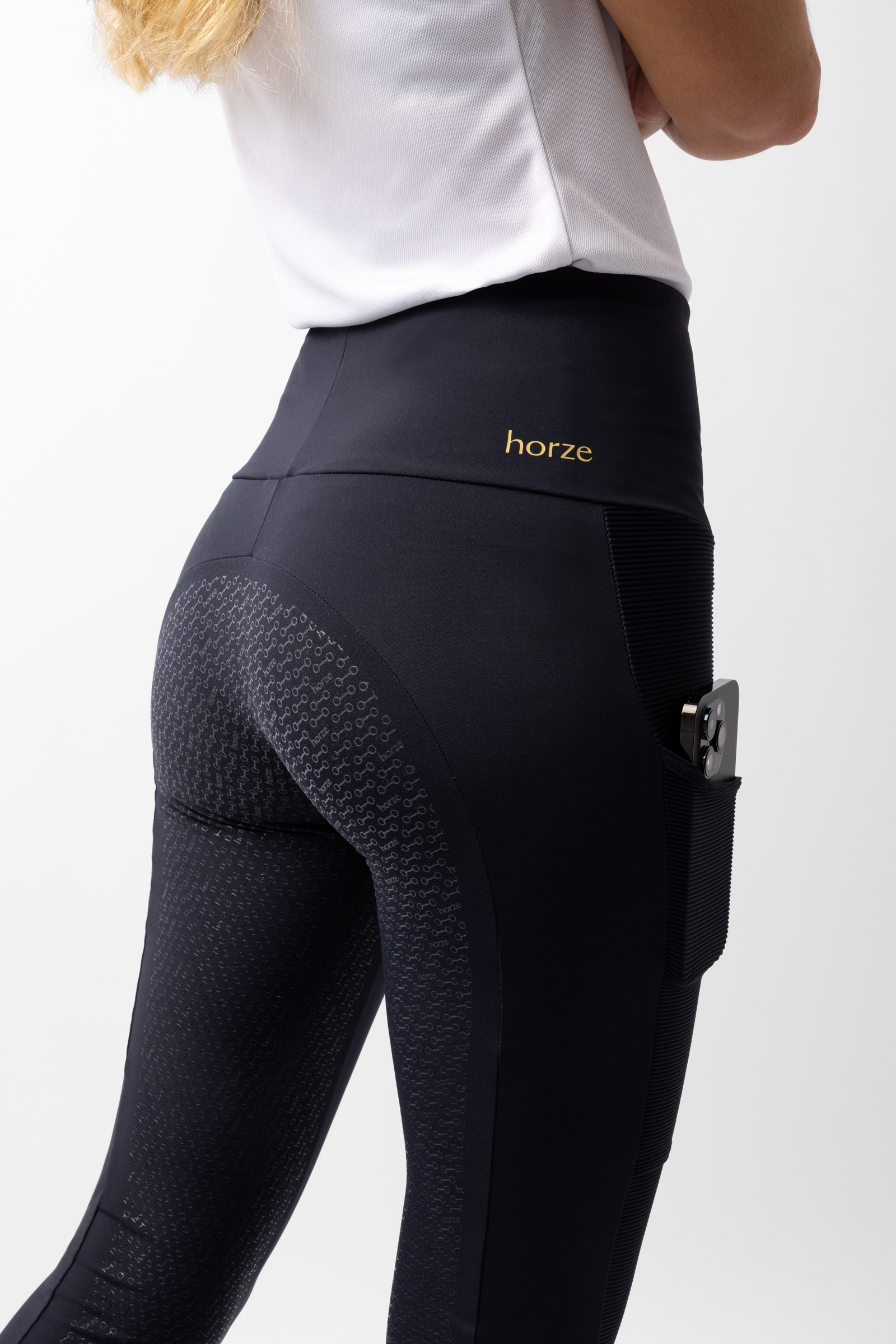 Damskie funkcjonalne legginsy Horze Mathilde z pełnym lejem silikonowym