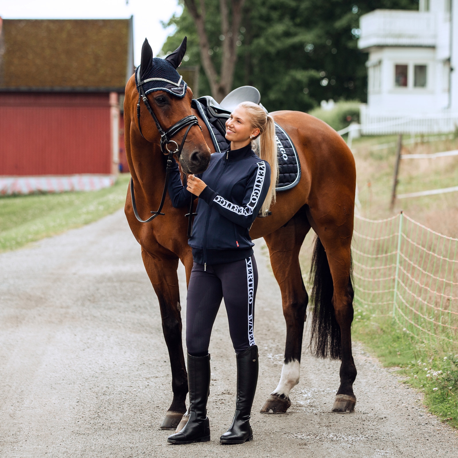 Damskie bryczesy funkcjonalne B Vertigo Horze Angelika z wysokim stanem i pełnym lejem silikonowym