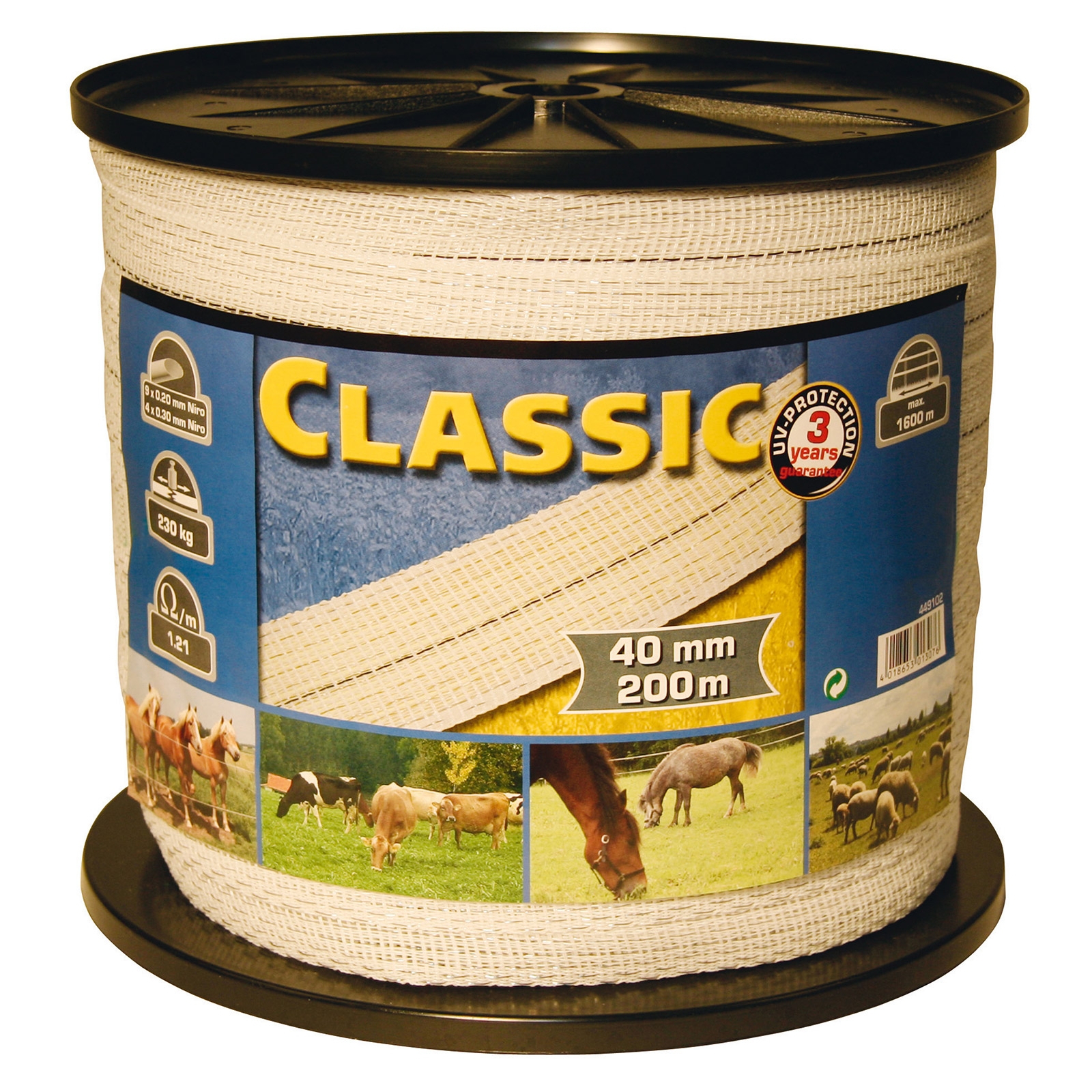Farm Patrol Taśma ogrodzeniowa Classic 200 m, 40 mm, 9x0,2+4x0,3 niro