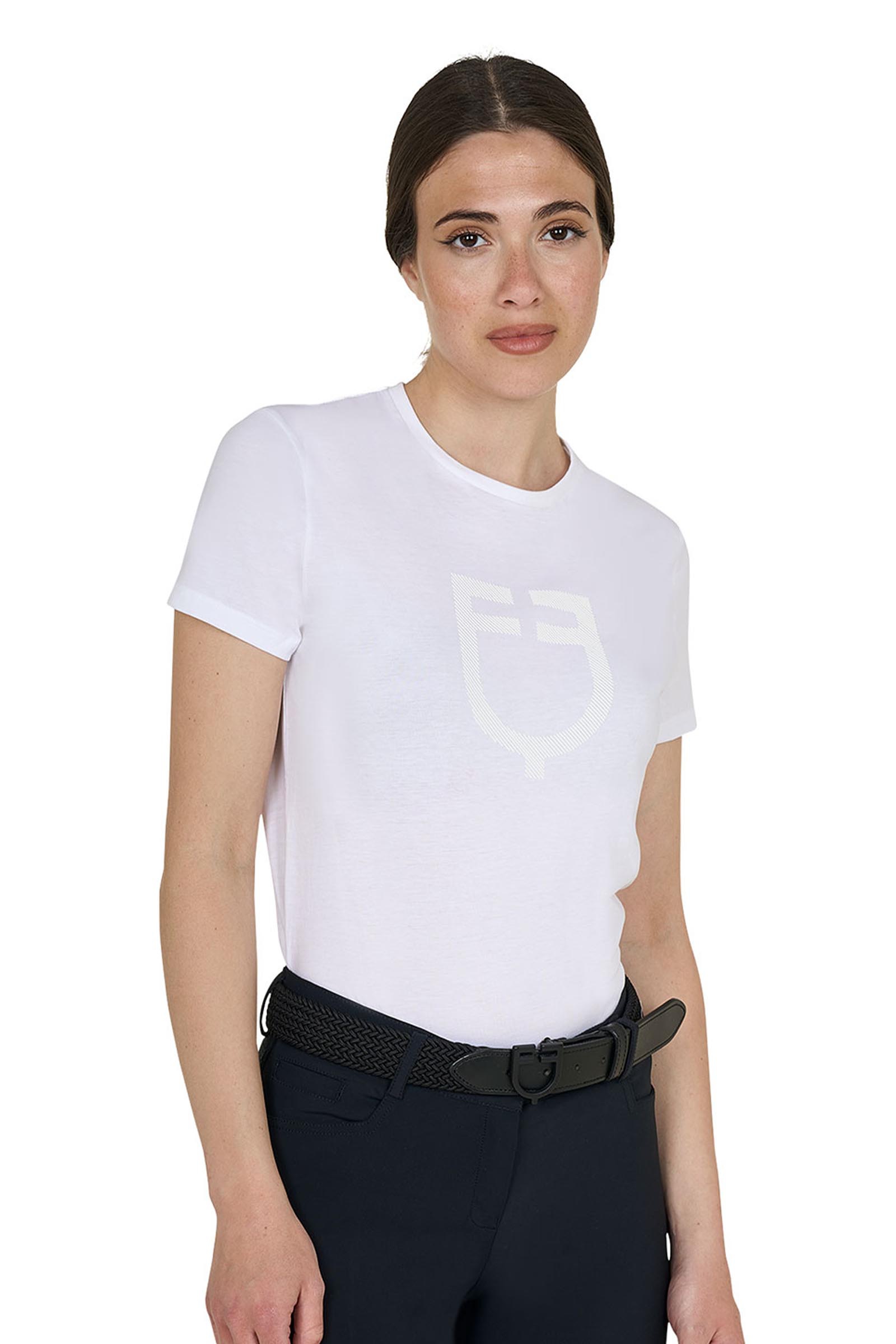 Equestro SS2026 Damski bawełniany T-shirt z błyszczącym logo  