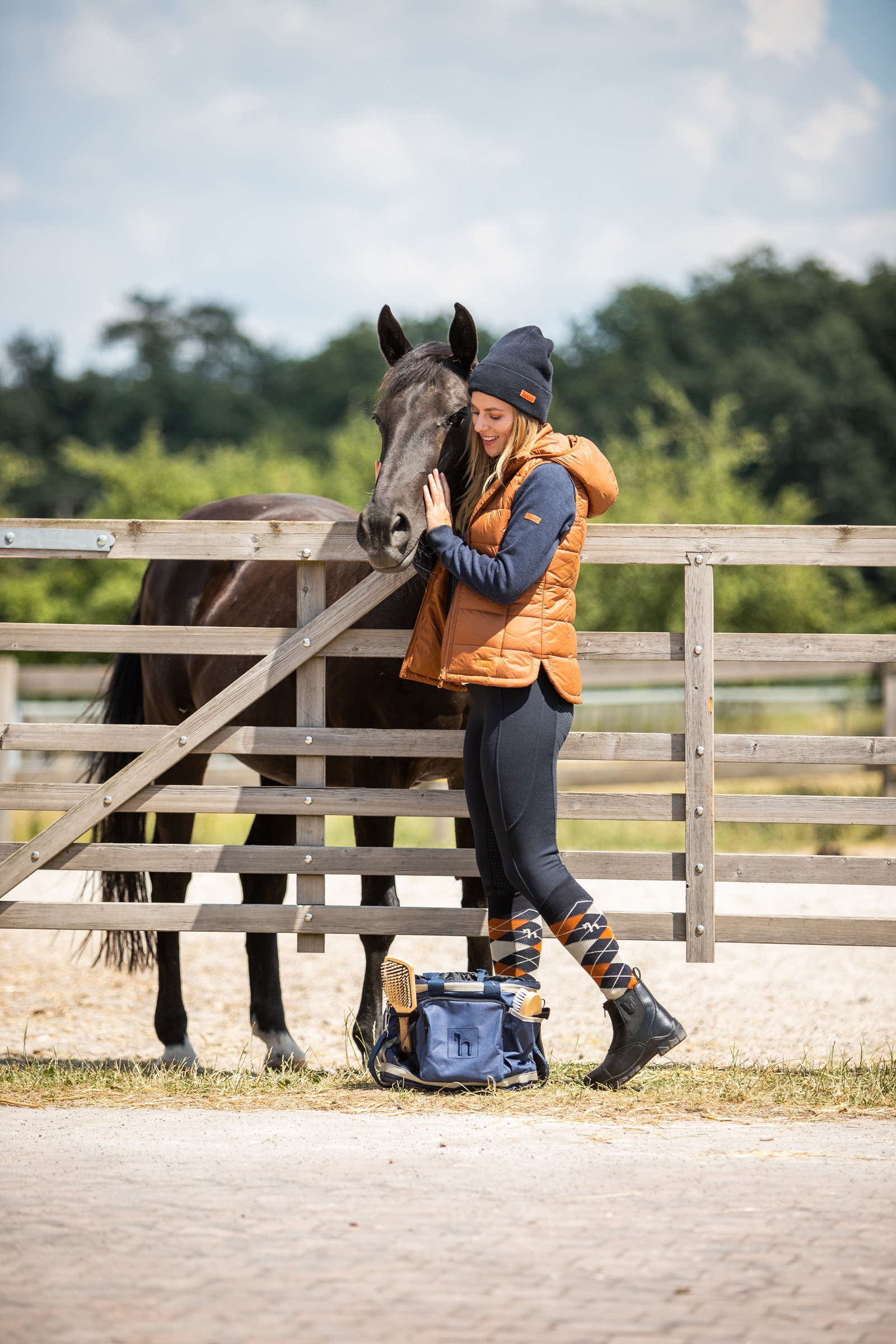 Podkolanówki jeździeckie w romby, zimowe Horze Alana