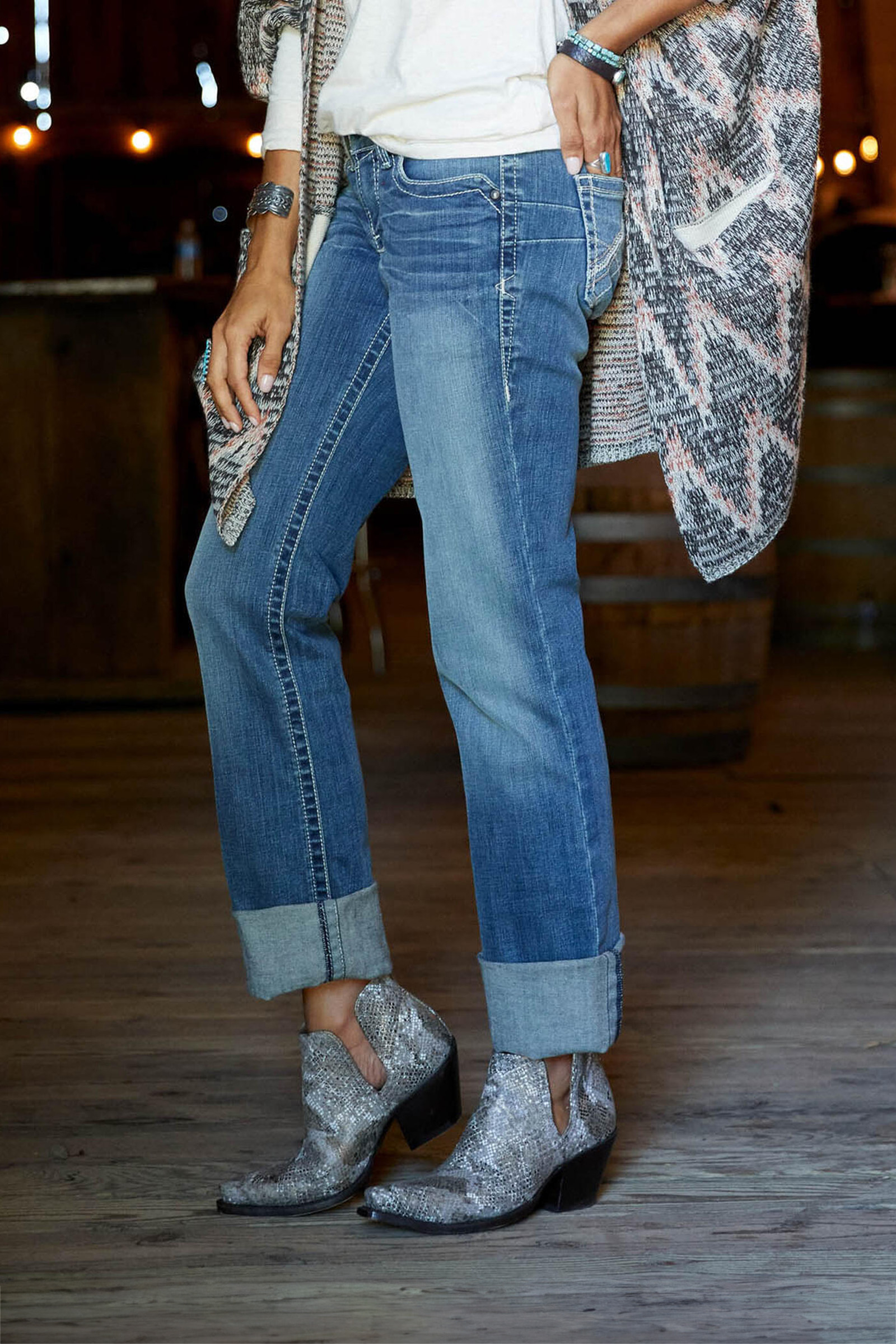 Damskie elastyczne jeansy Ariat REAL Icon z prostymi nogawkami