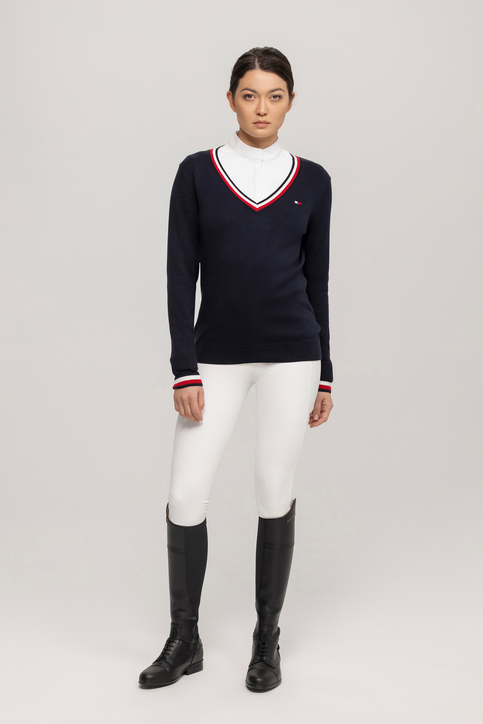 Tommy Hilfiger Equestrian Indiana damski sweter z dekoltem w serek