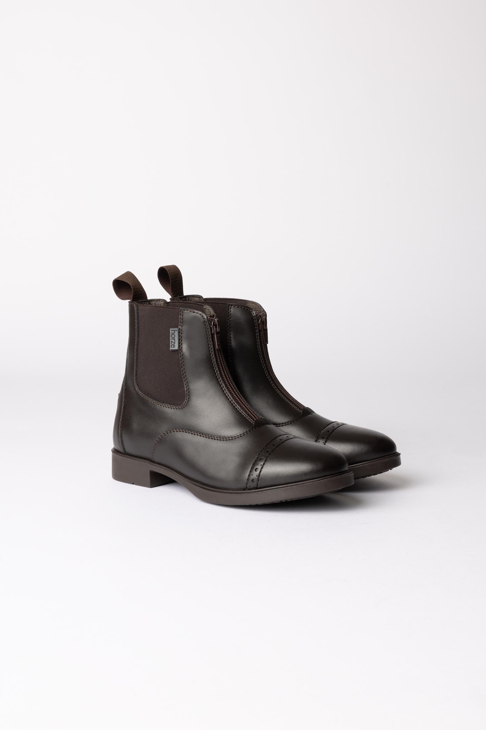 Brown Sztyblety damskie Horze Jodhpur Wexford, z zamkiem błyskawicznym z przodu