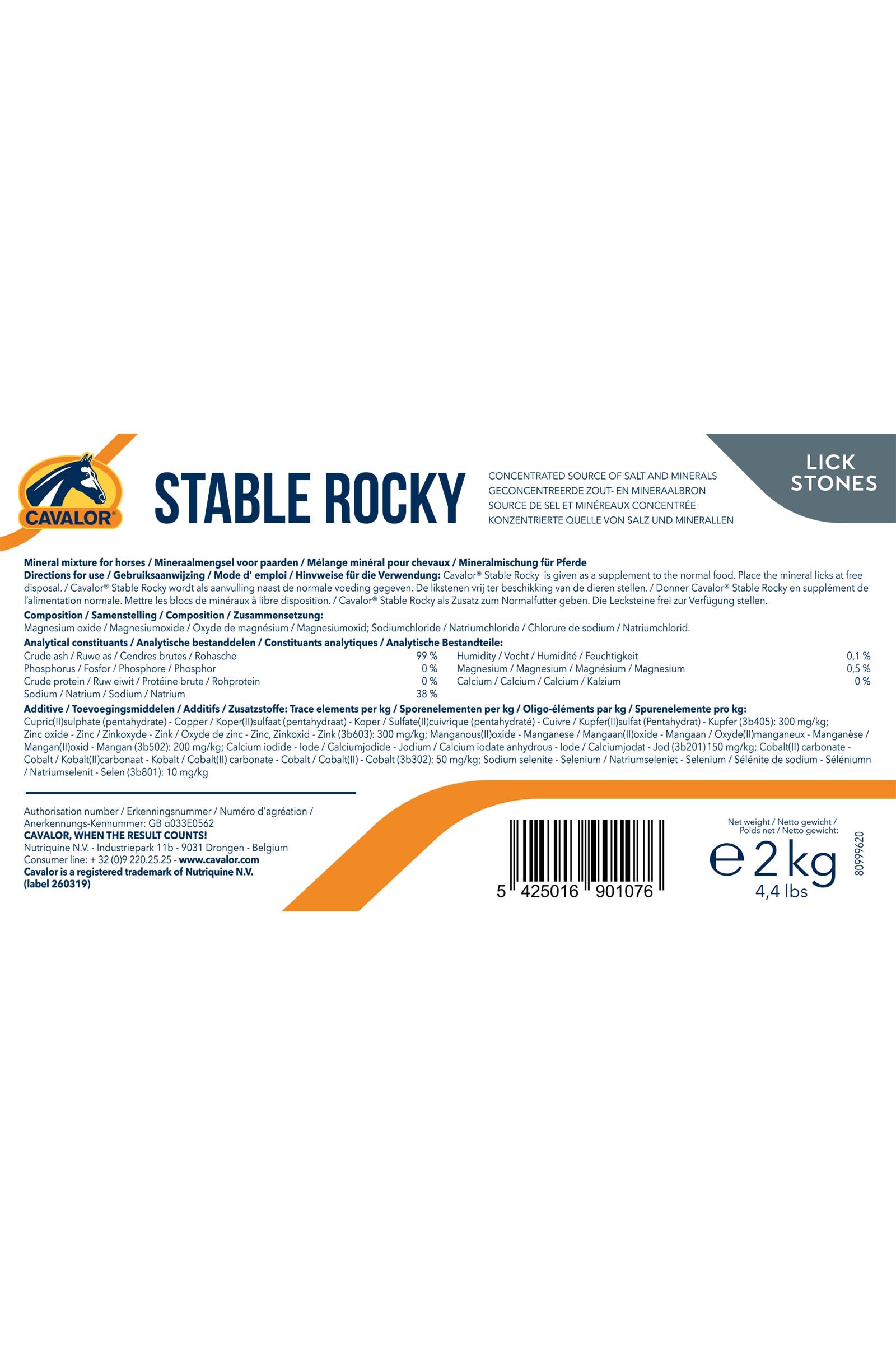 Słona lizawka Cavalor Stable Rocky, 10x2kg