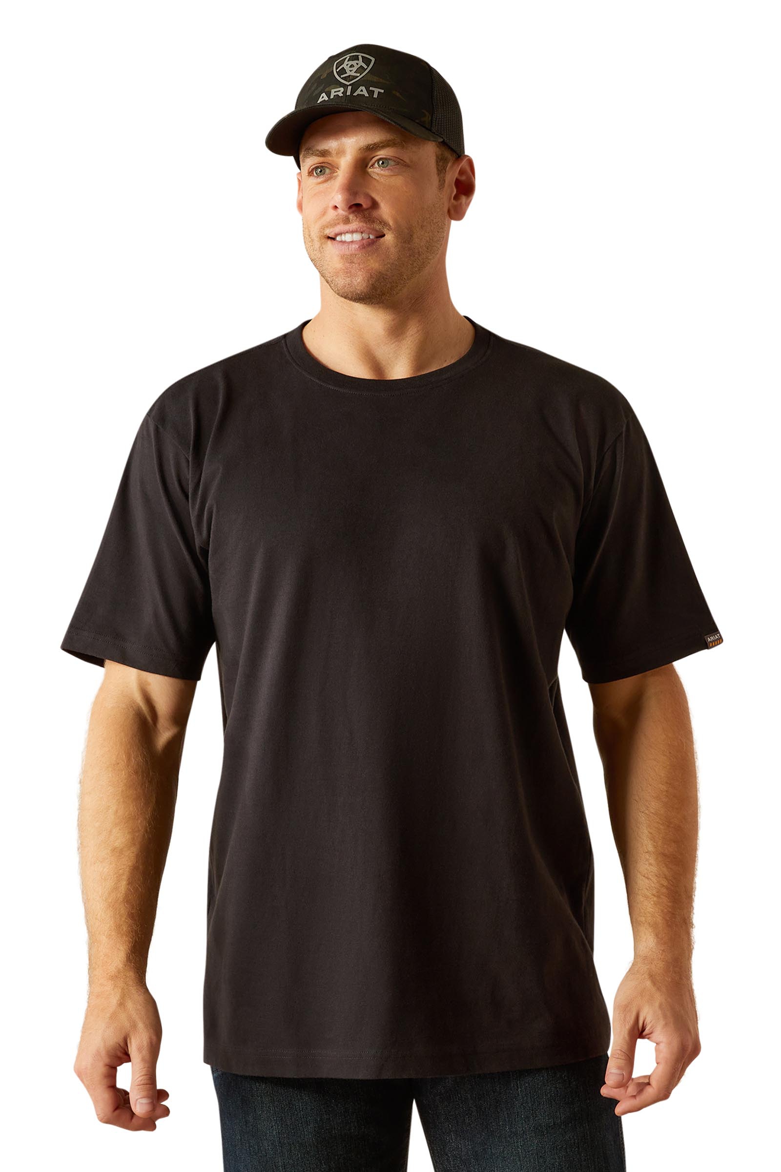 Black Ariat Rebar Cotton Strong Standard Męski T-shirt