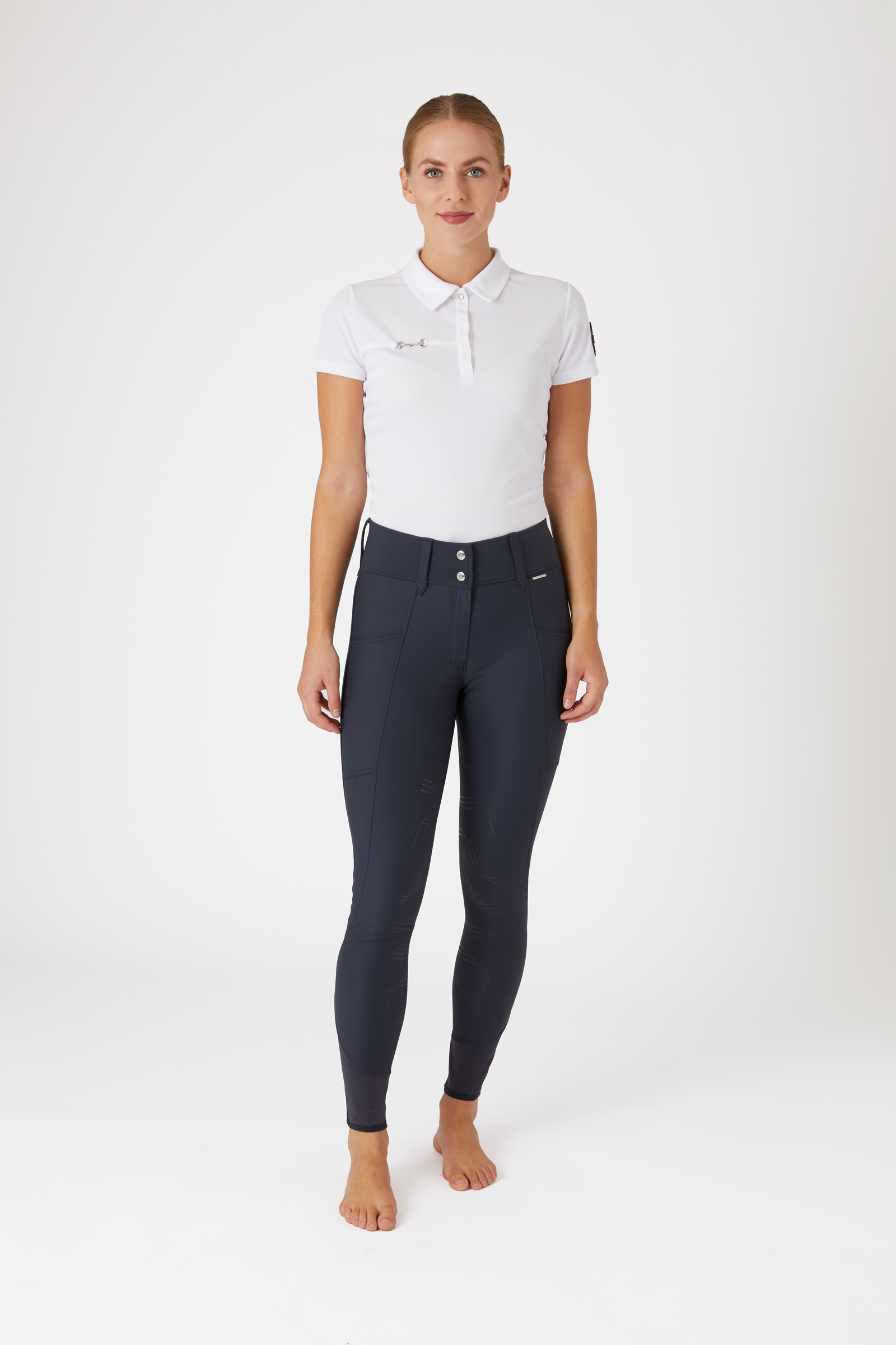 Horze Indira Damskie bryczesy z wysokim stanem i pełnym lejem