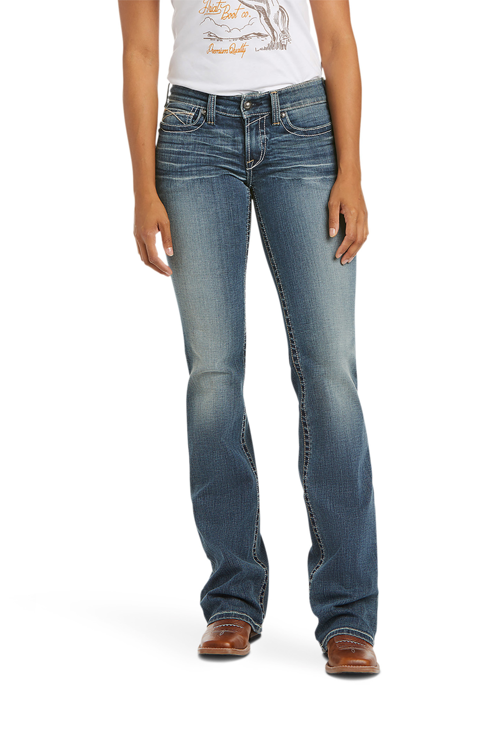 Ariat Whipstitch R.E.A.L. Bootcut stretch jeans ze średnim stanem