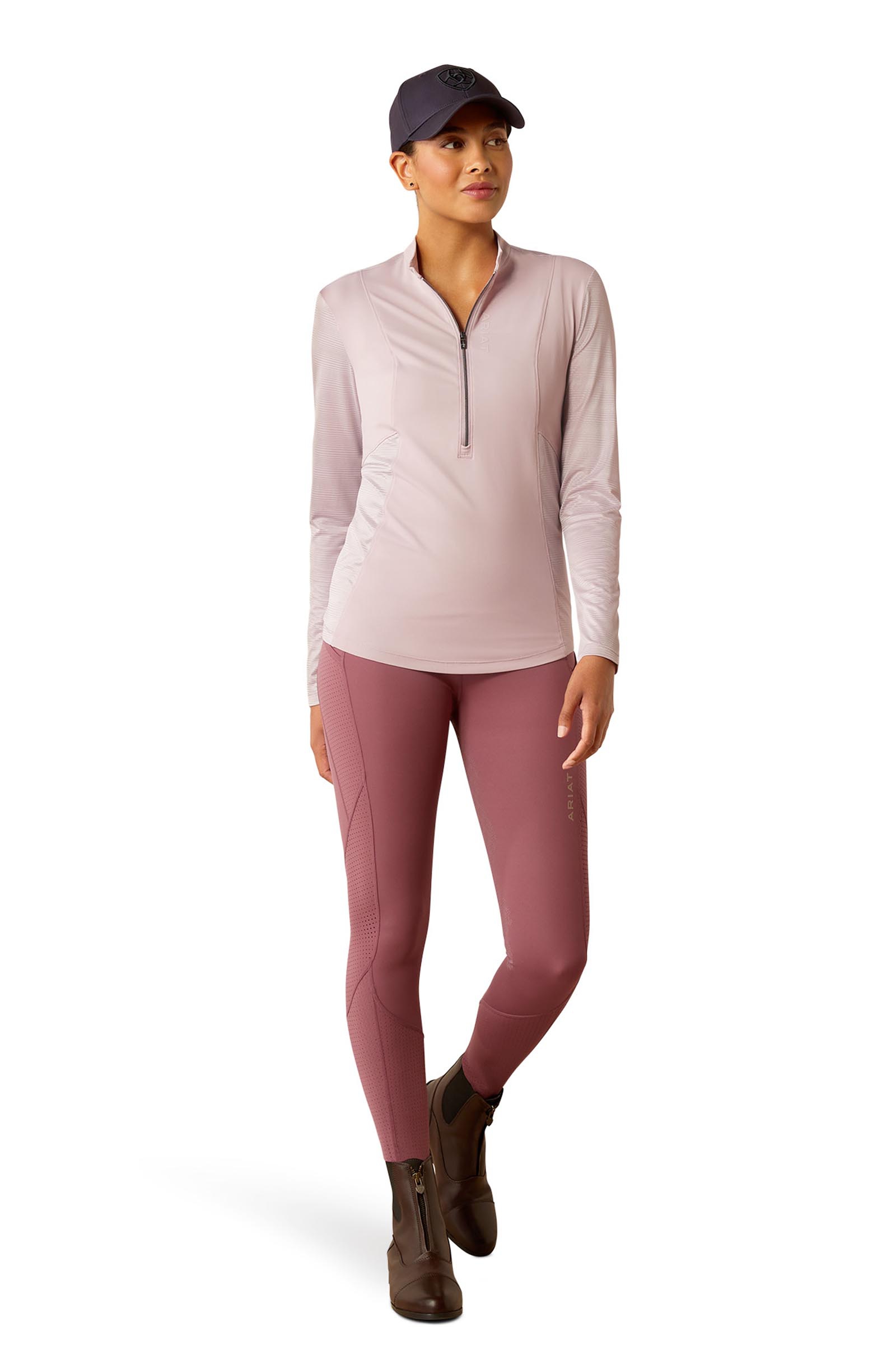 Ariat Breathe damska koszulka funkcyjna z długim rękawem i 1/4 zamkiem błyskawicznym
