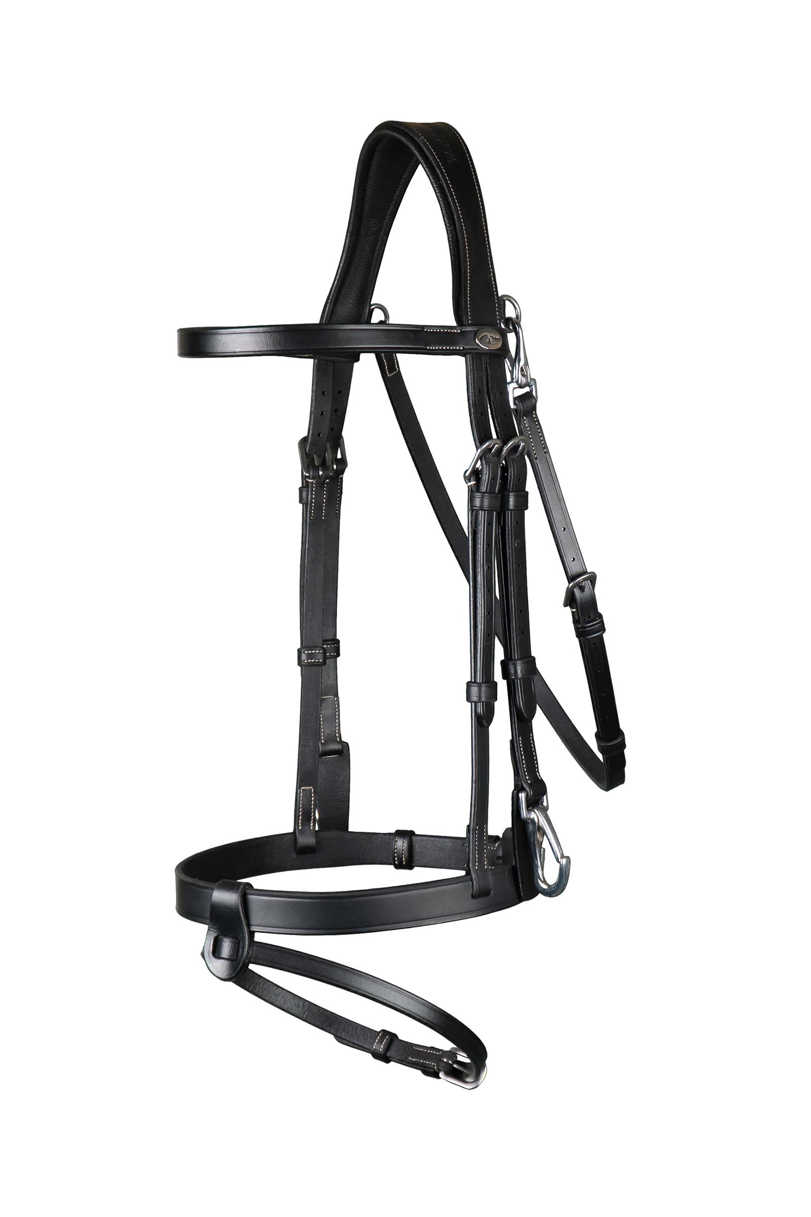 Dy'on Working ogłowie z płaskiej sk&oacute;ry z karabińczykami