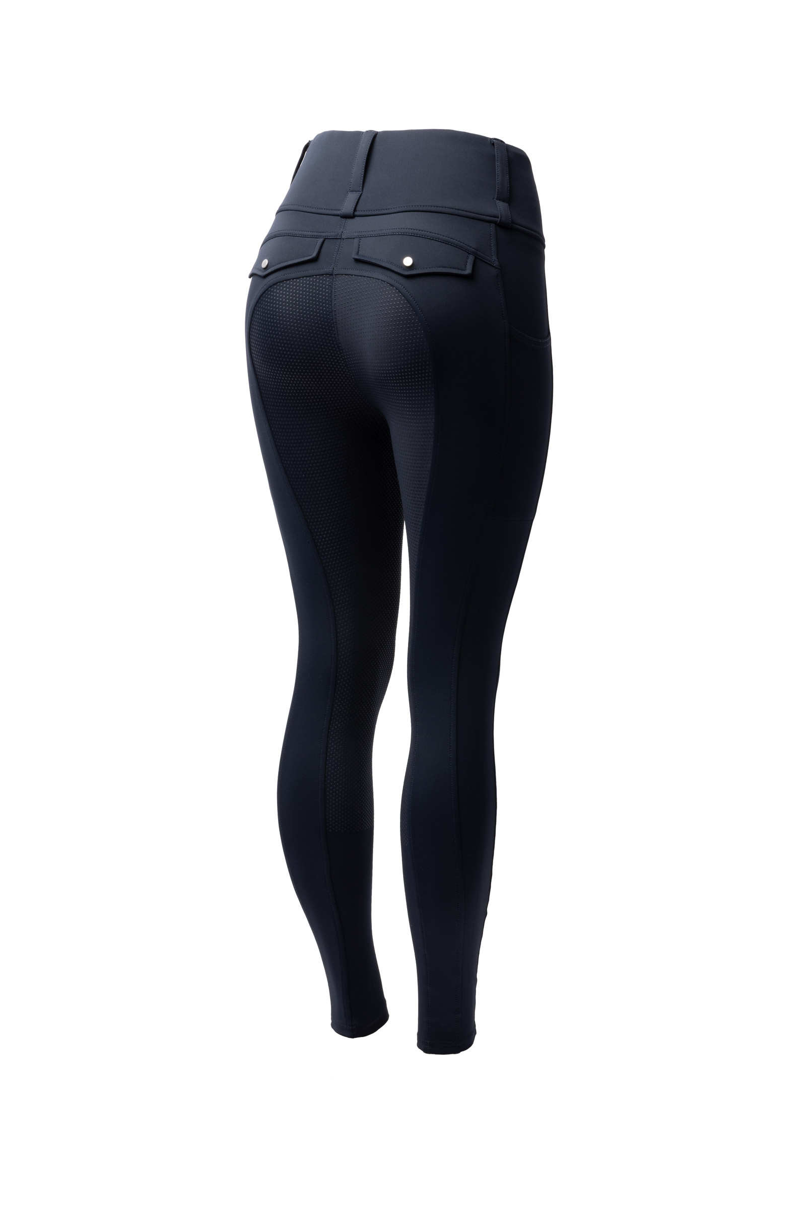 dark navy Horze Anya legginsy jeździeckie damskie z pełnym silikonowym lejem UPF 50+